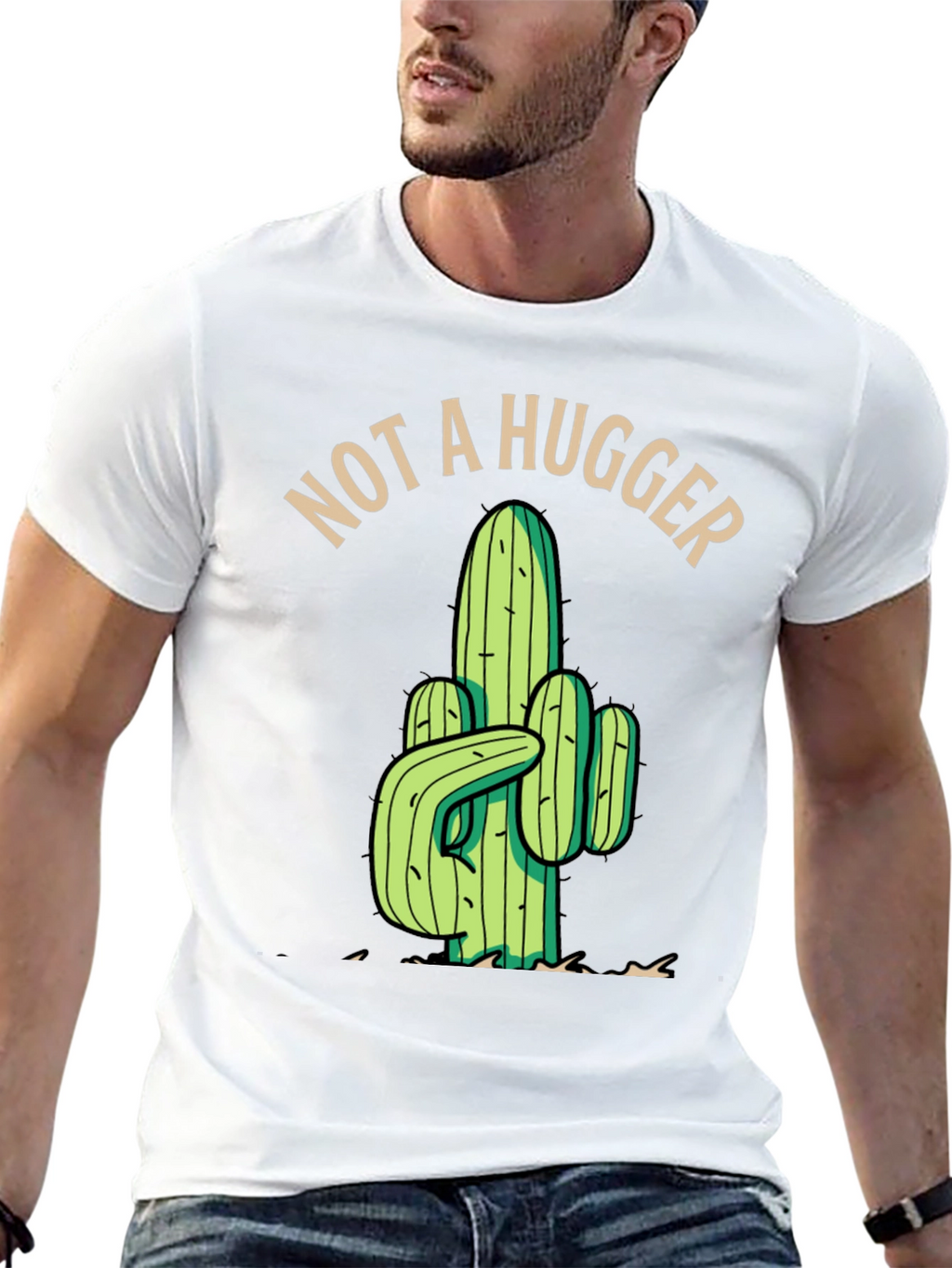 Not a Hugger Cactus Graphic Tee - Black