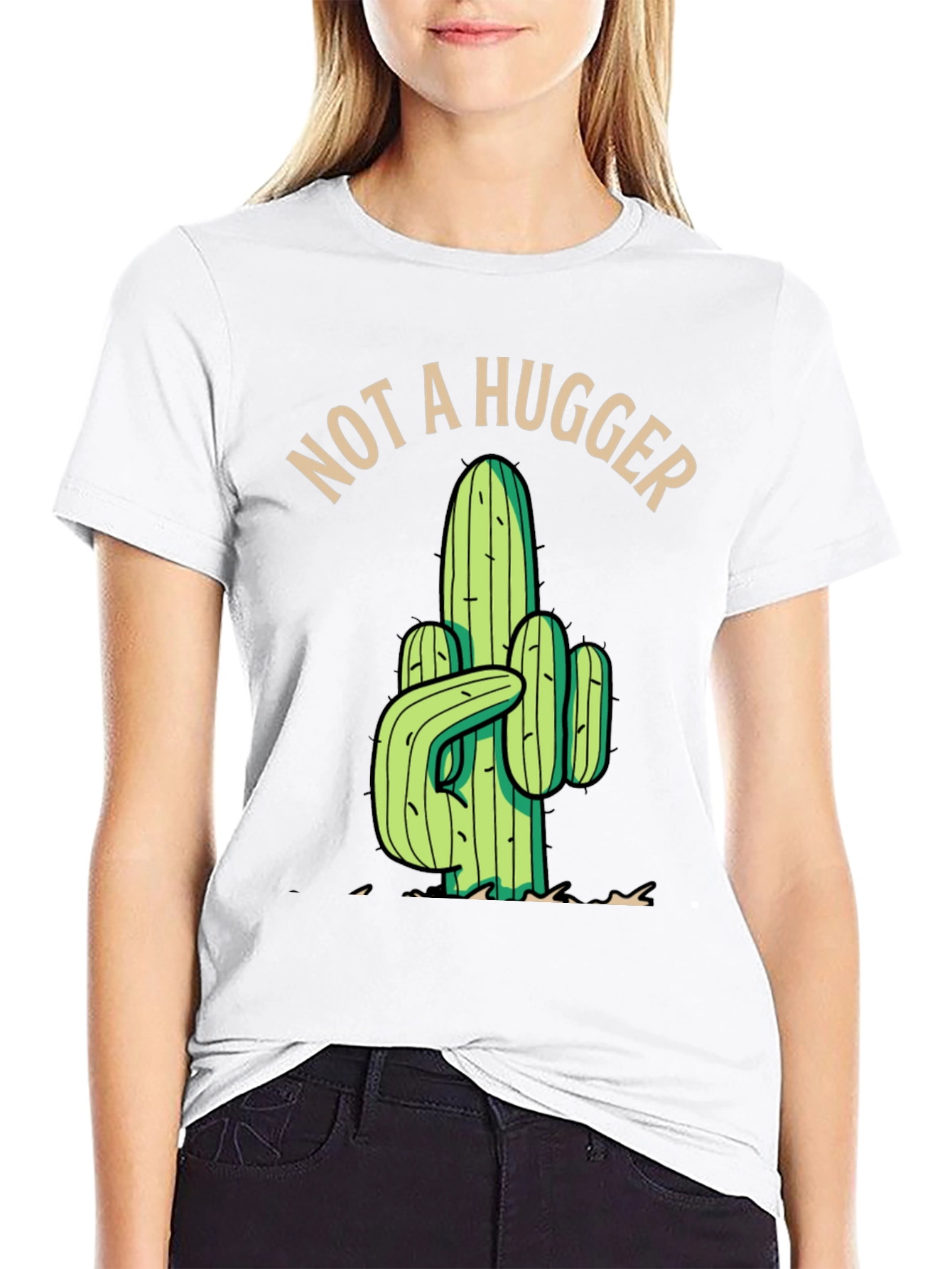 Not a Hugger Cactus Graphic Tee - Black