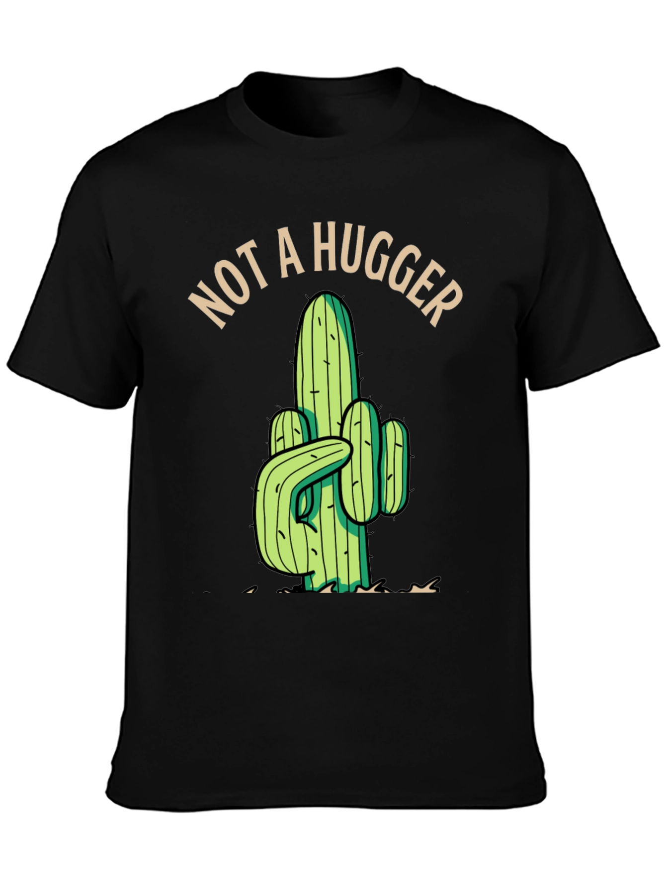 Not a Hugger Cactus Graphic Tee - Black