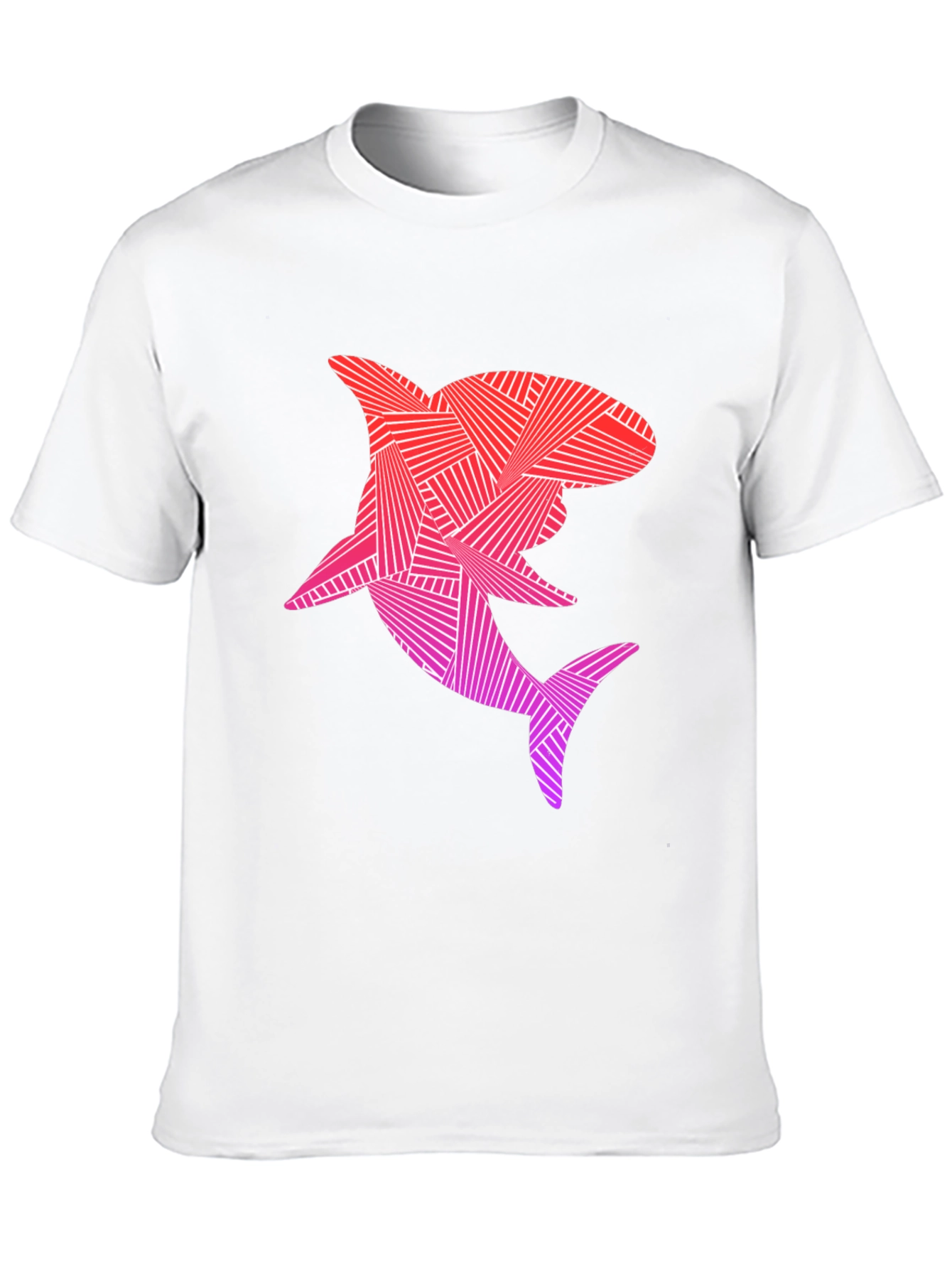 Geometric Shark Graphic T-Shirt - Black