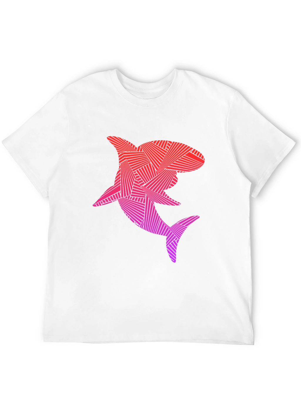 Geometric Shark Graphic T-Shirt - Black