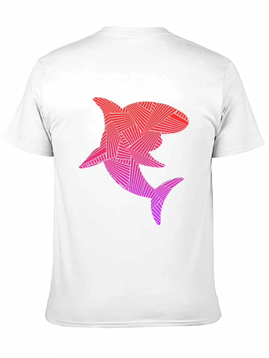 Geometric Shark Graphic T-Shirt - Black