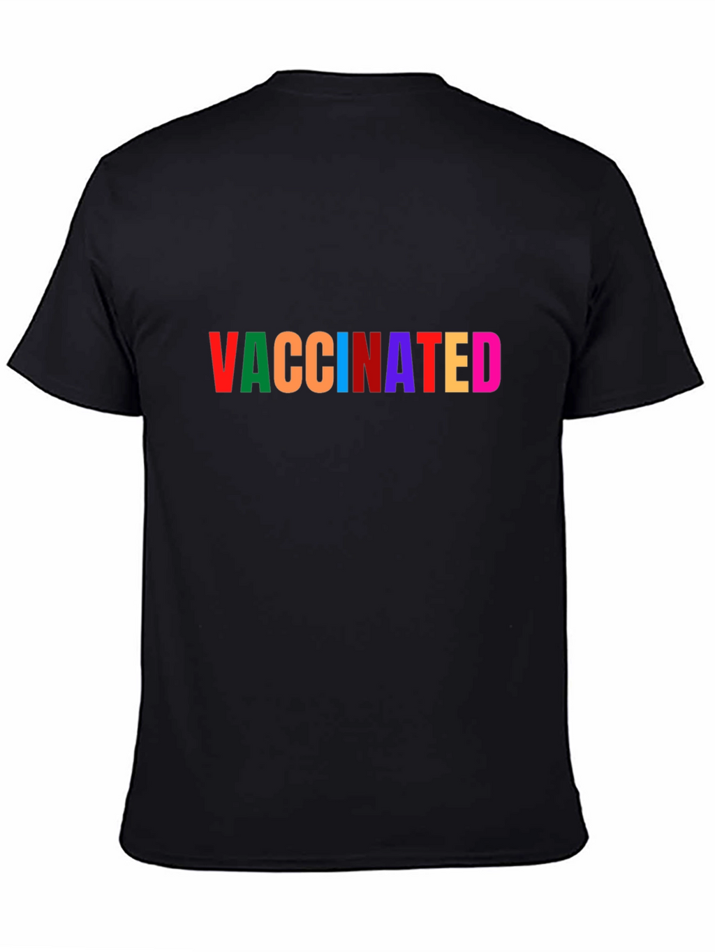 Vaccinated Rainbow Text Black T-Shirt