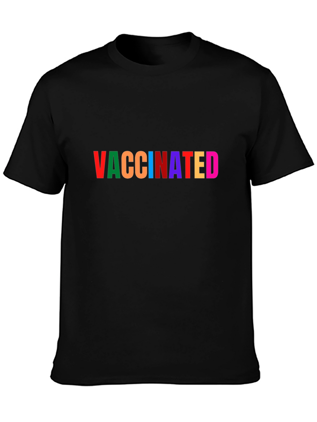 Vaccinated Rainbow Text Black T-Shirt