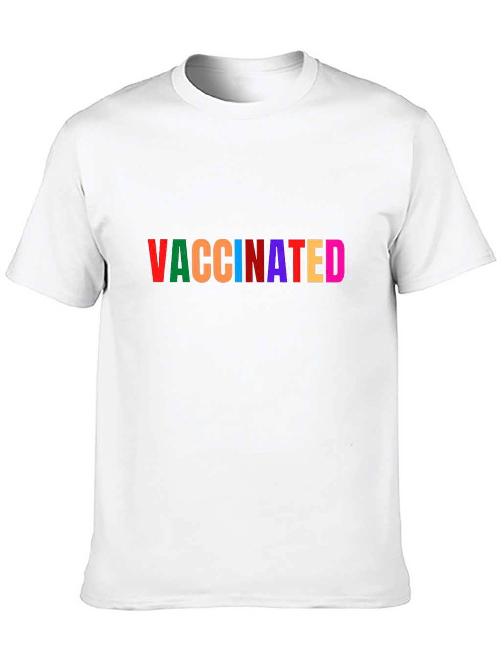 Vaccinated Rainbow Text Black T-Shirt