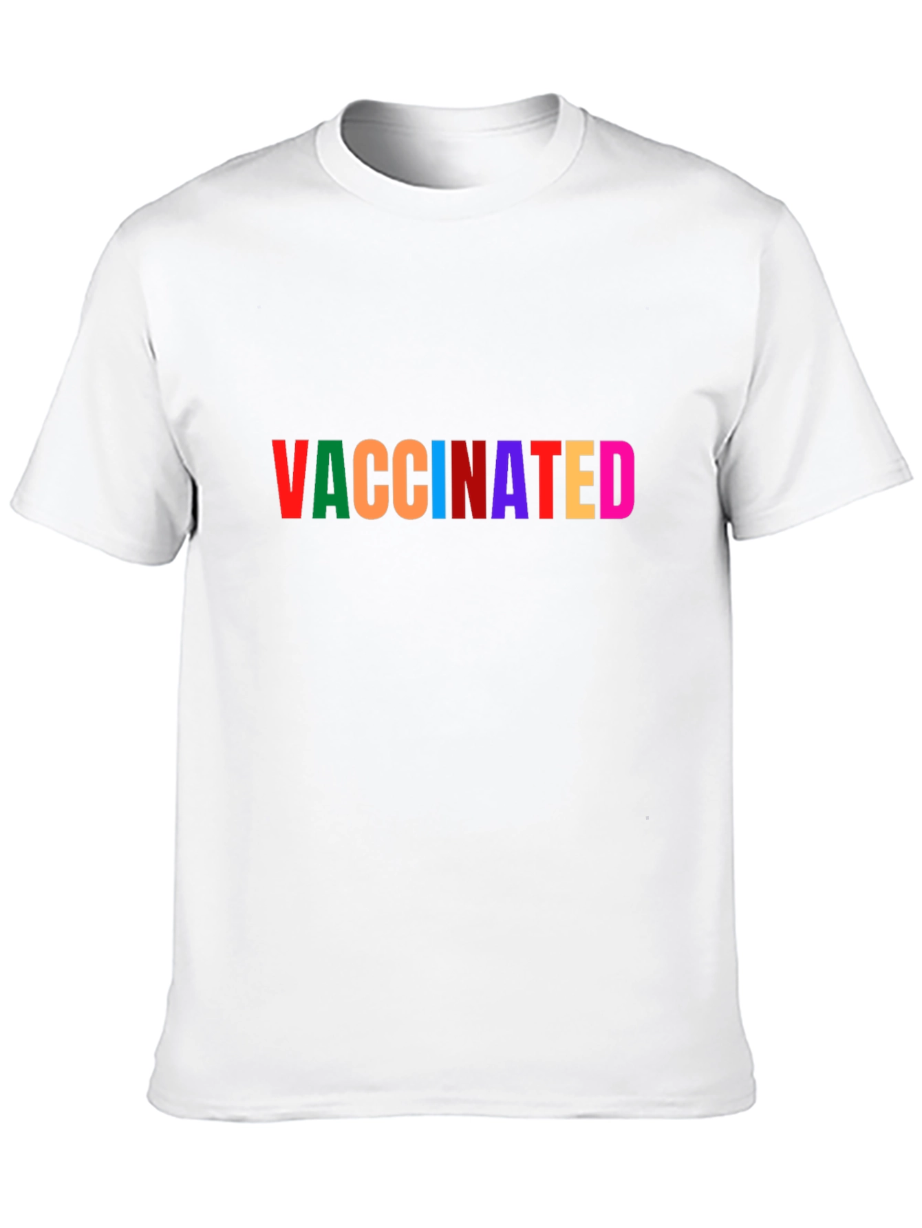 Vaccinated Rainbow Text Black T-Shirt