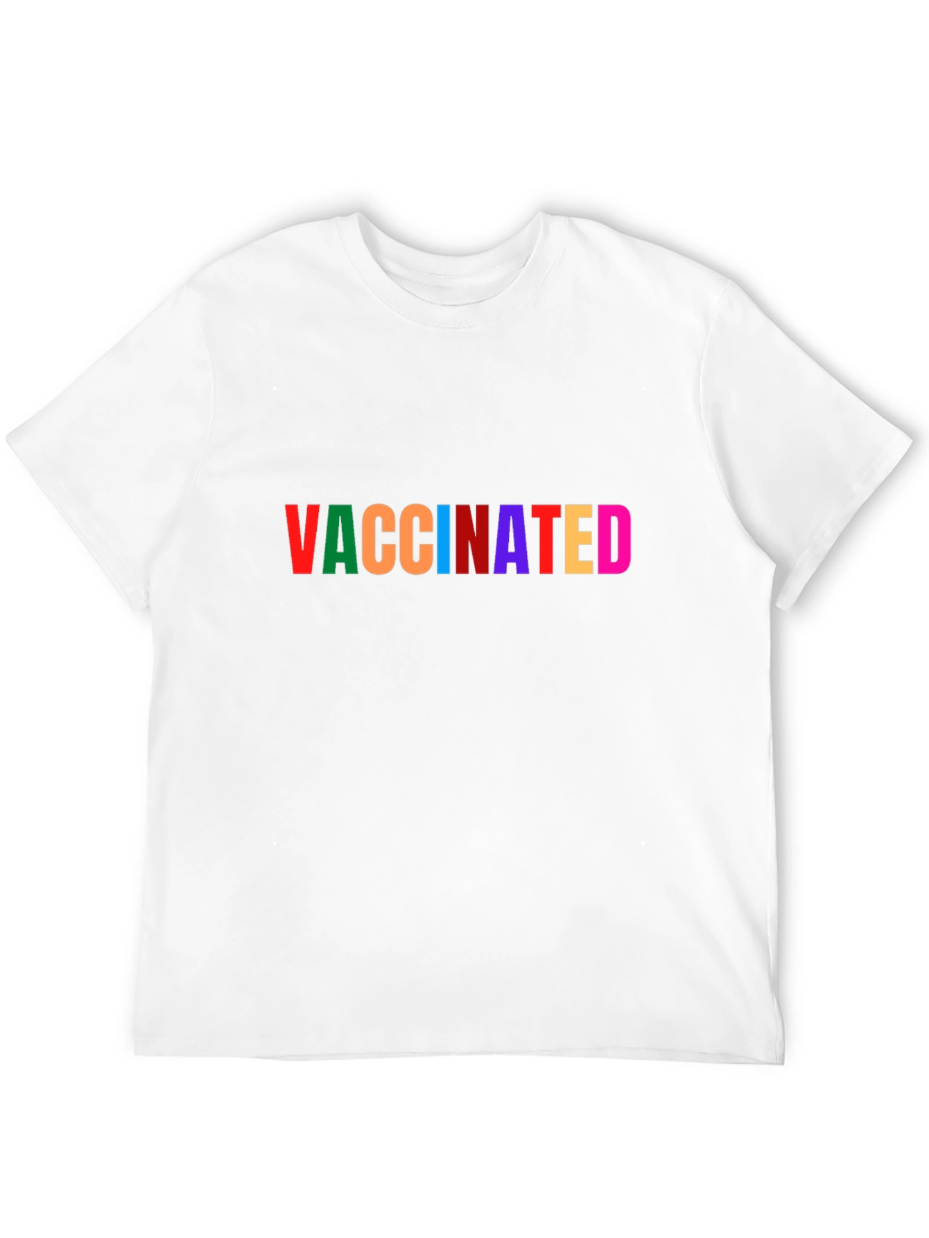 Vaccinated Rainbow Text Black T-Shirt