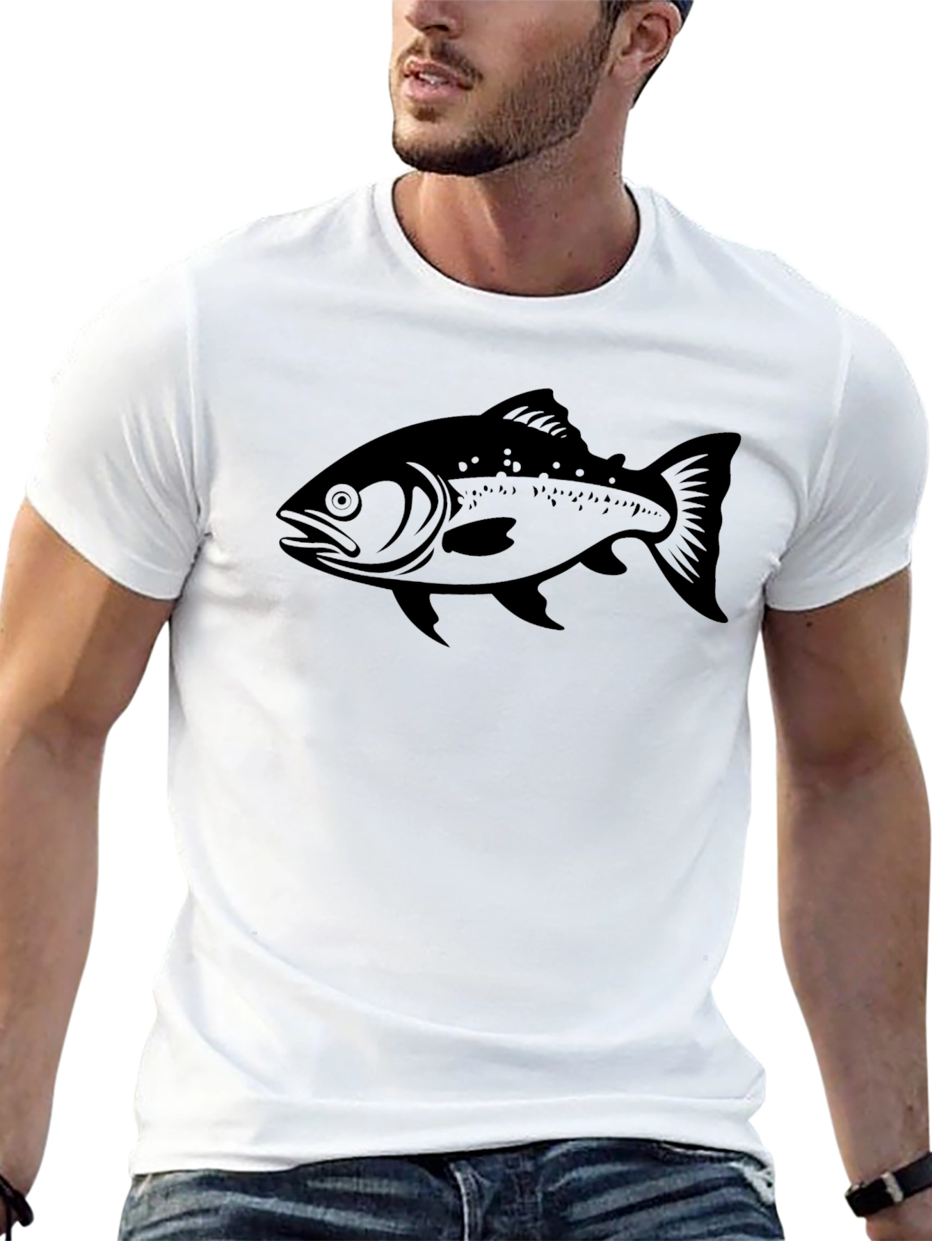 Black Fish Graphic T-Shirt - Mens Casual Wear