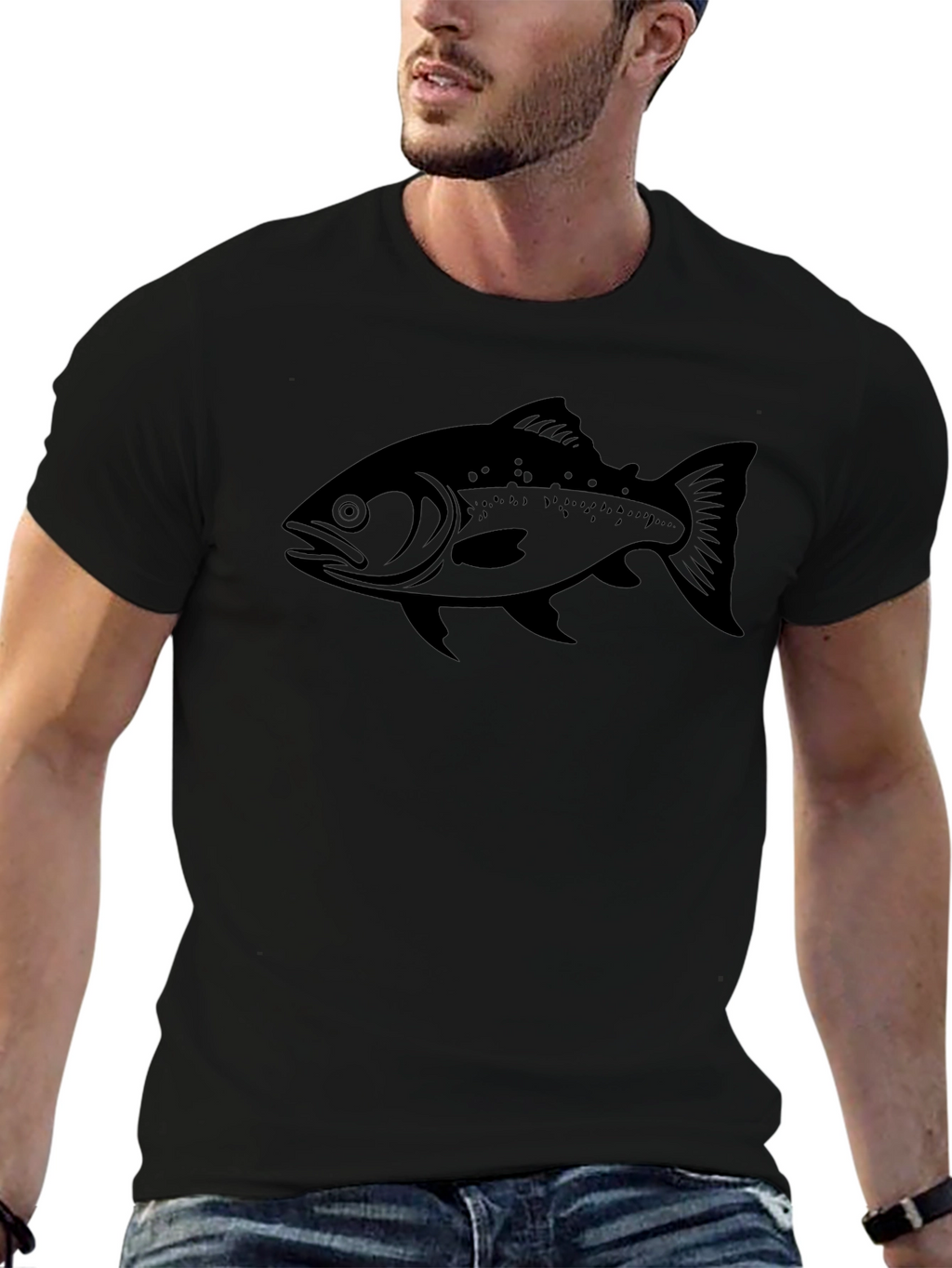 Black Fish Graphic T-Shirt - Mens Casual Wear