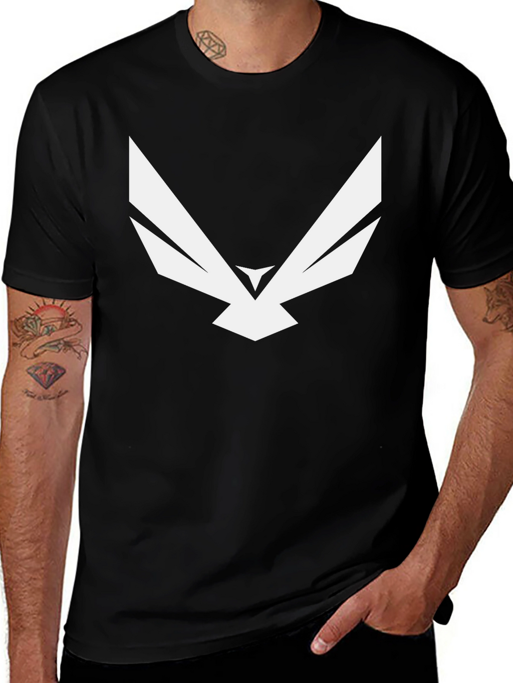 Abstract Eagle Graphic Tee - Modern Black T-Shirt
