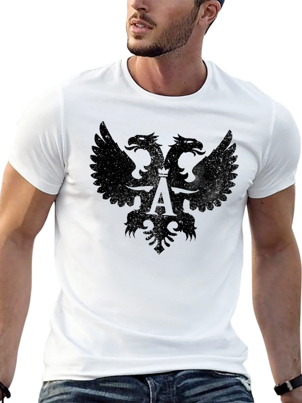 Double-Headed Eagle Graphic Black T-Shirt