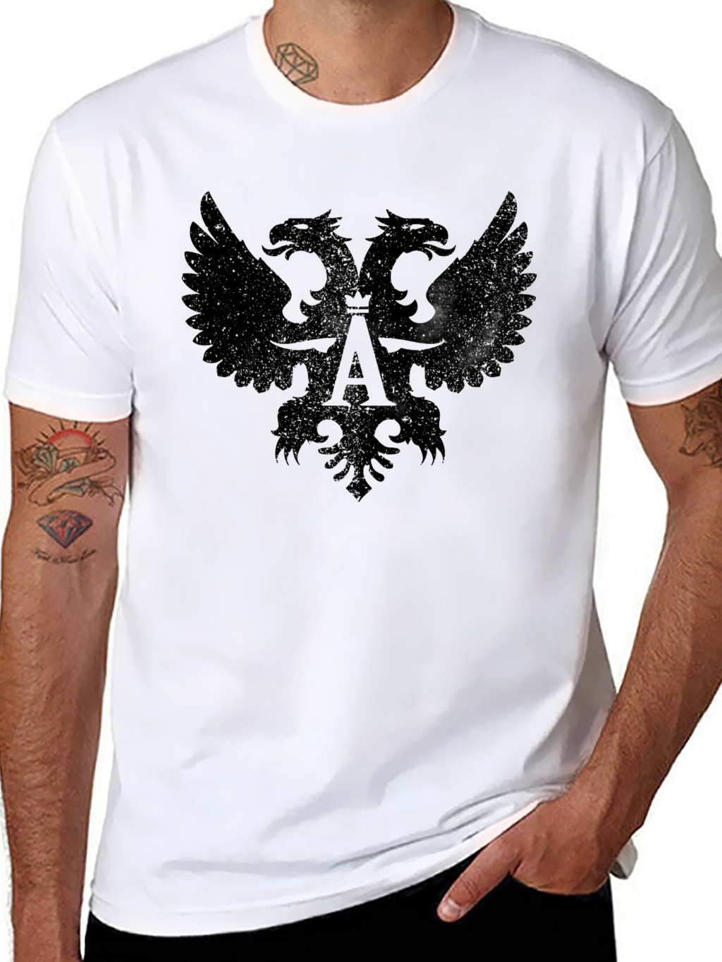Double-Headed Eagle Graphic Black T-Shirt