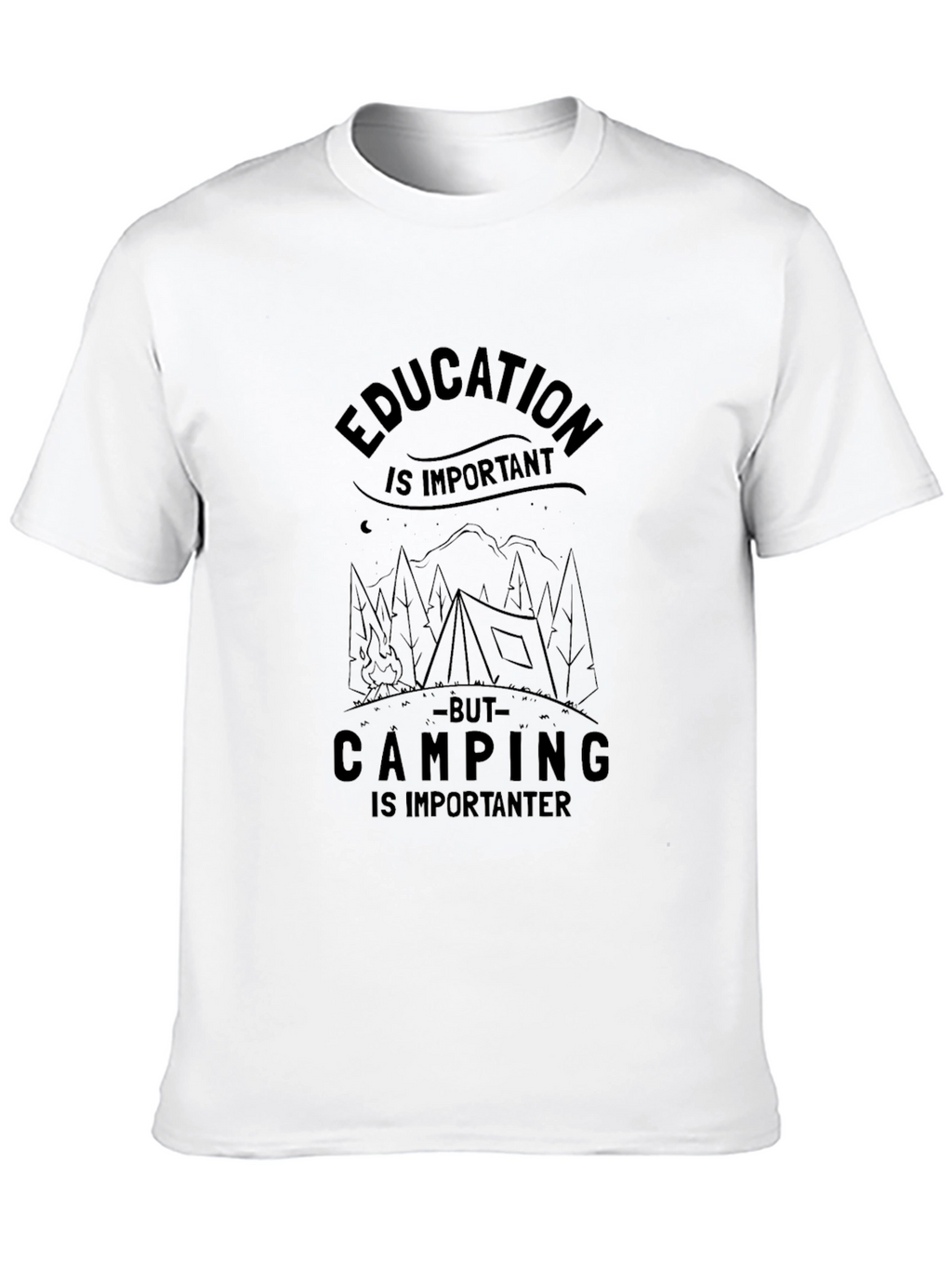 Education vs Camping Graphic Tee