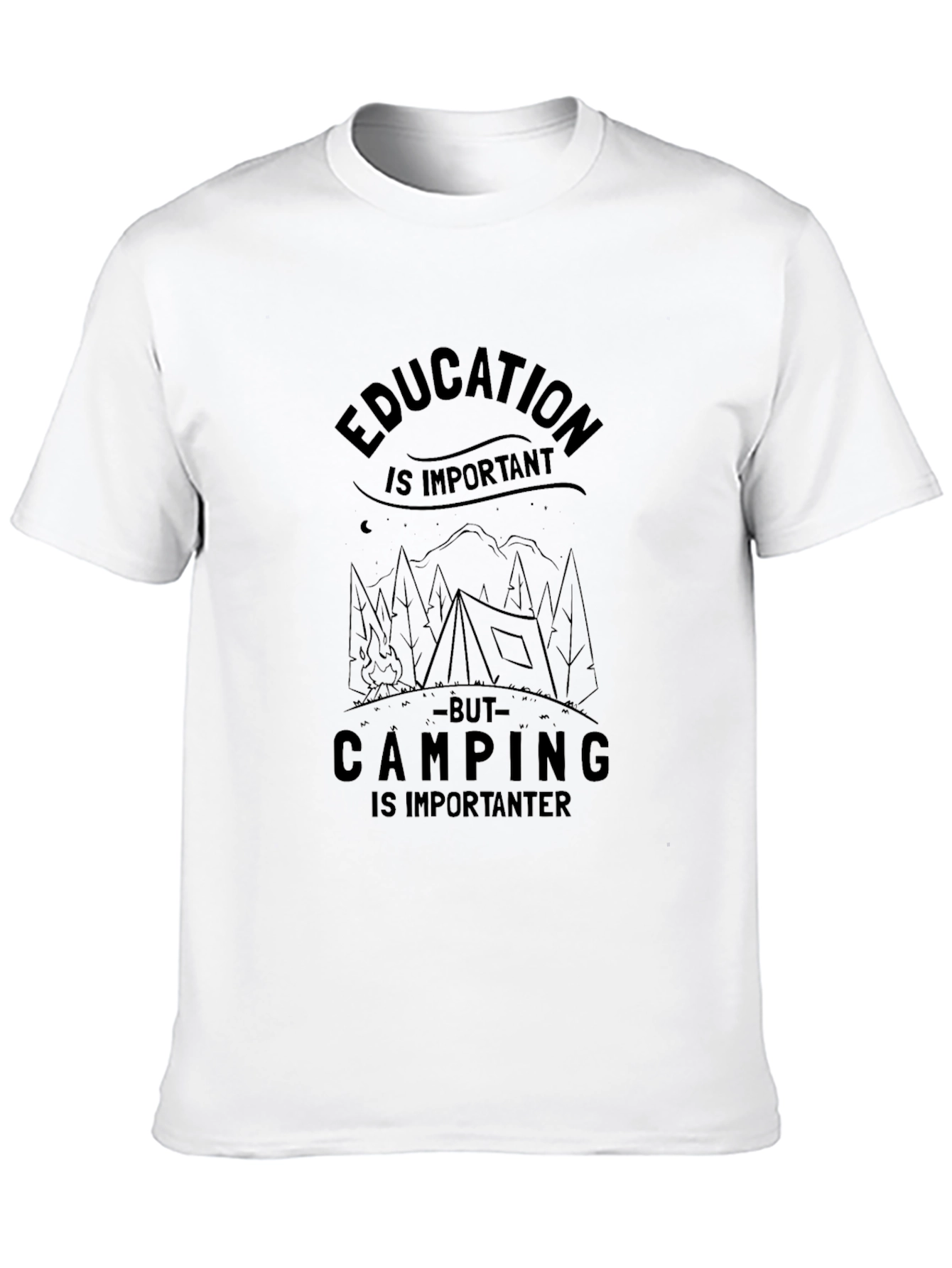 Education vs Camping Graphic Tee