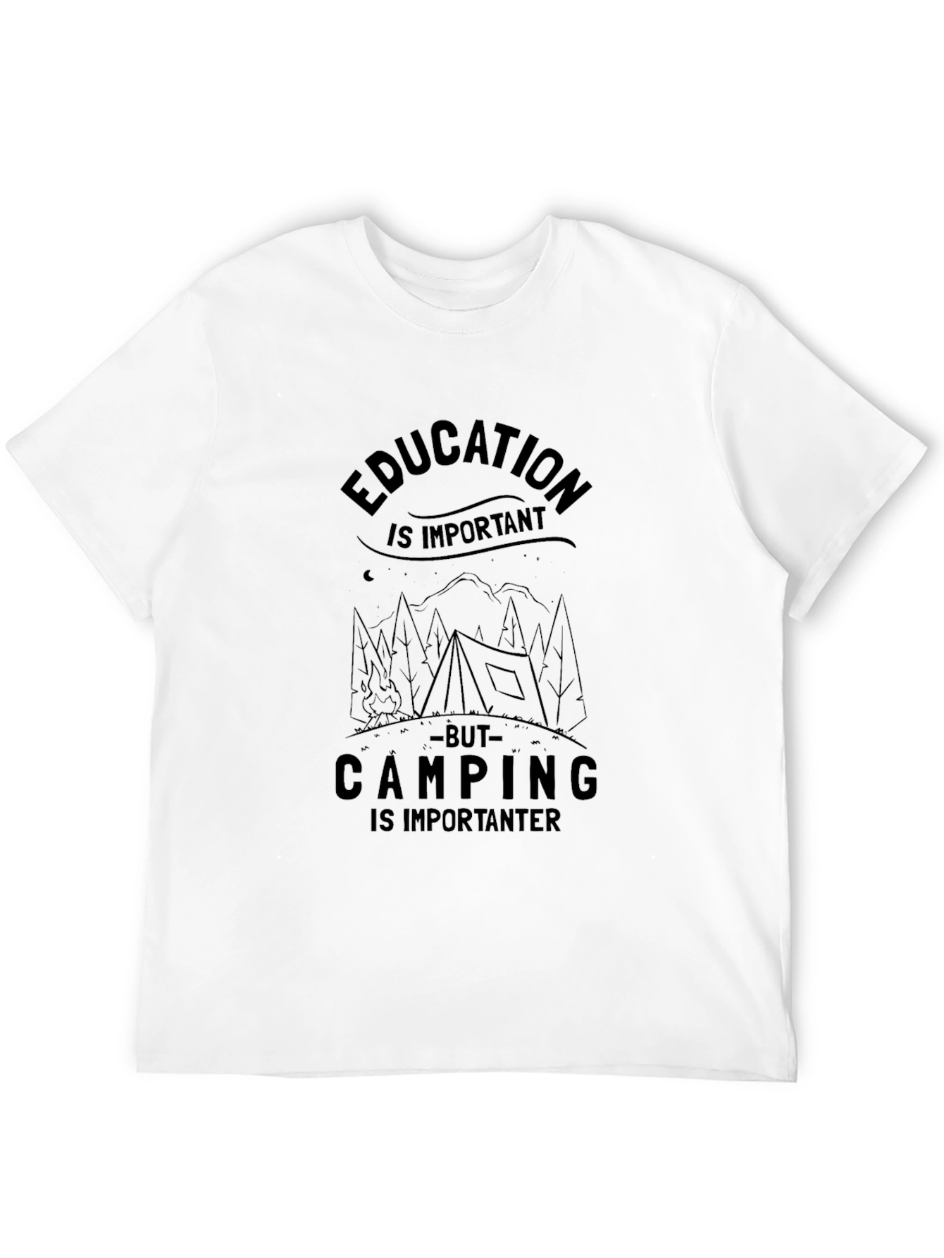 Education vs Camping Graphic Tee