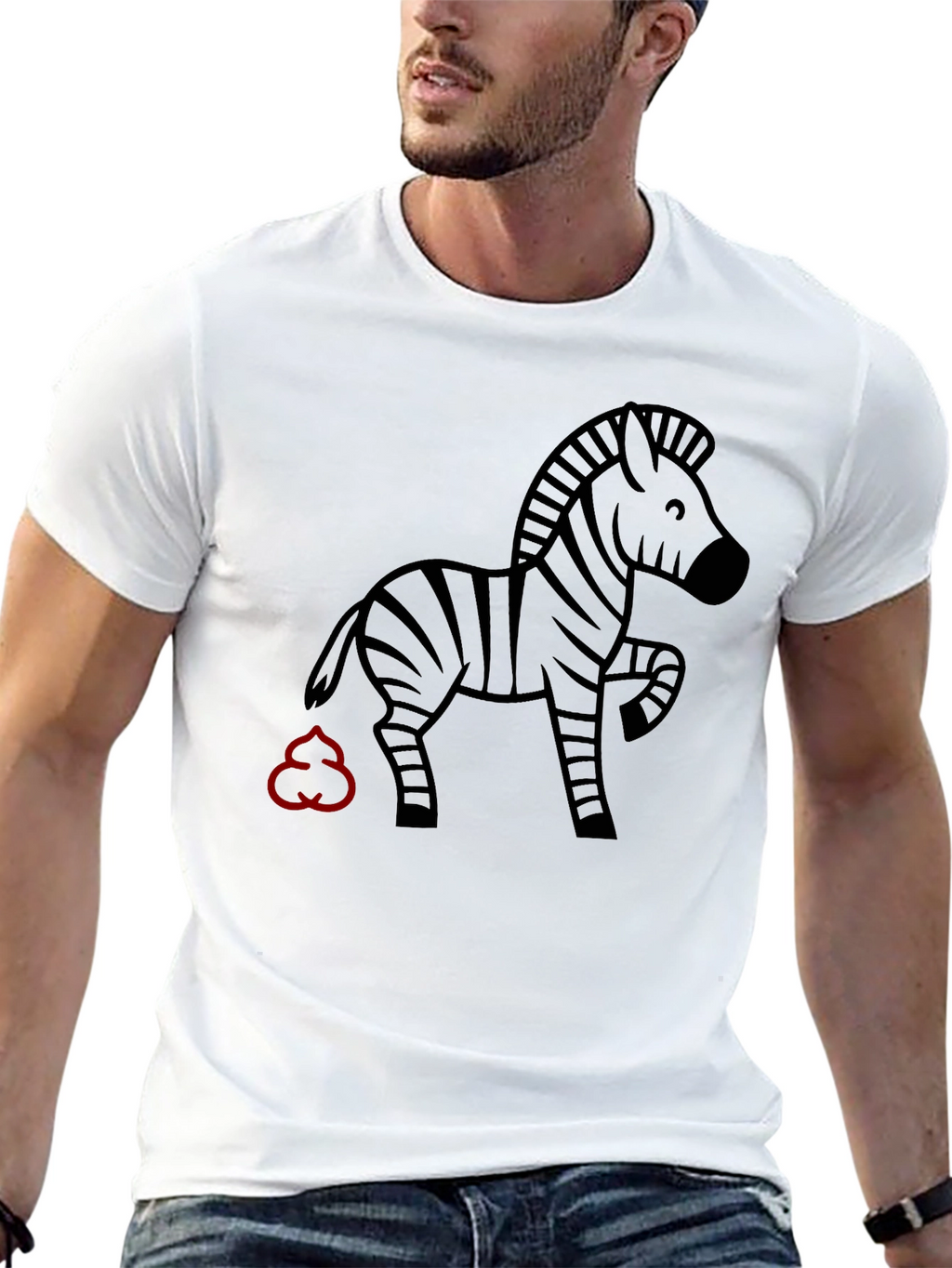 Funny Zebra Graphic Black T-Shirt