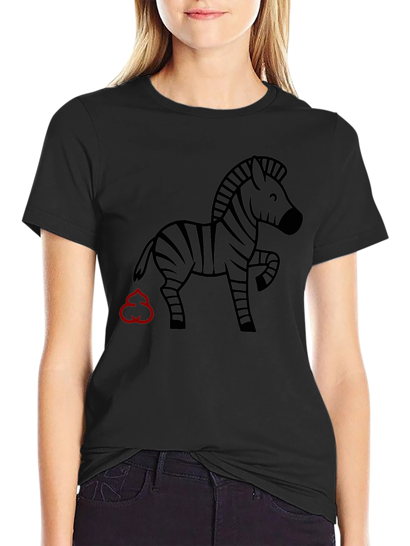 Funny Zebra Graphic Black T-Shirt