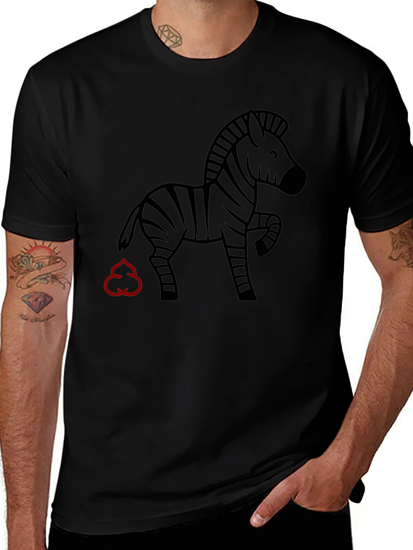 Funny Zebra Graphic Black T-Shirt