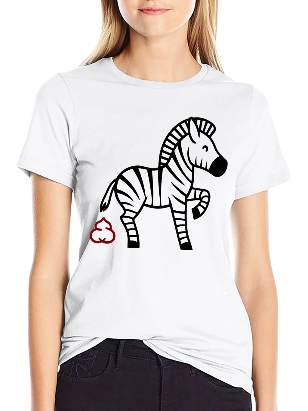 Funny Zebra Graphic Black T-Shirt