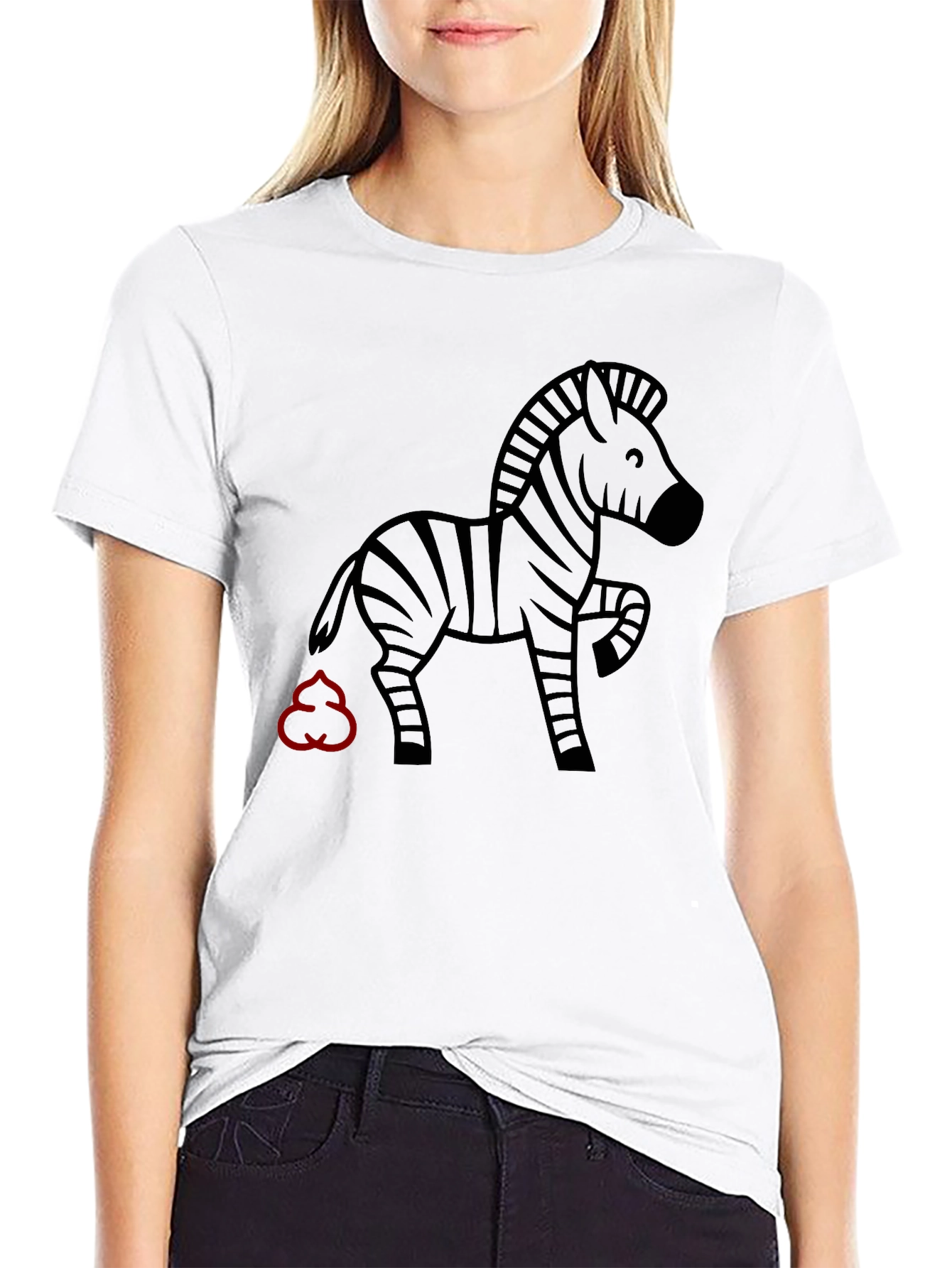Funny Zebra Graphic Black T-Shirt