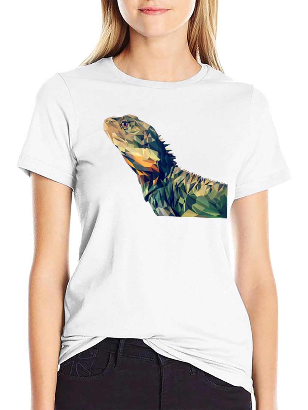 Geometric Lizard Graphic T-Shirt - Modern Poly Art Tee