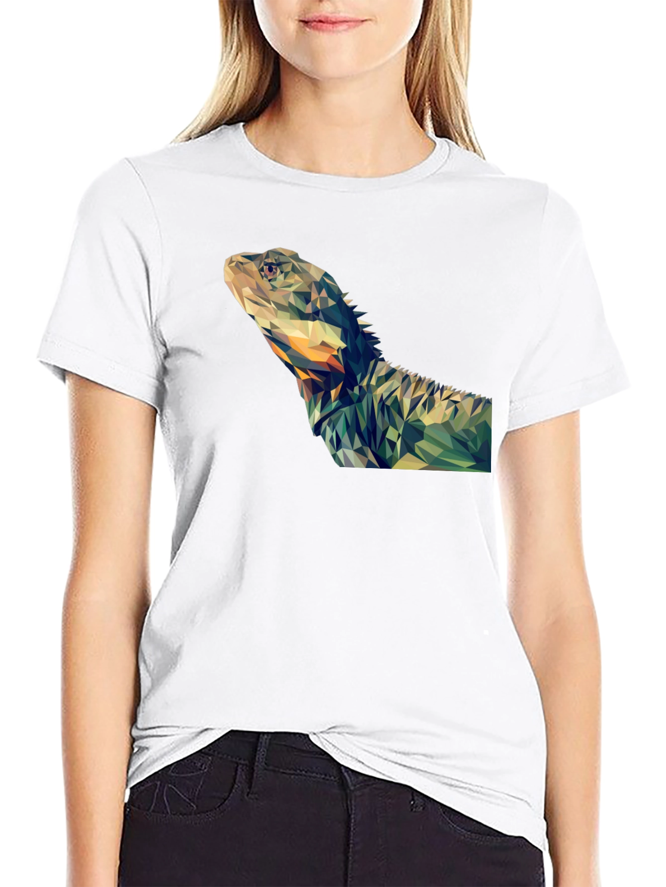 Geometric Lizard Graphic T-Shirt - Modern Poly Art Tee