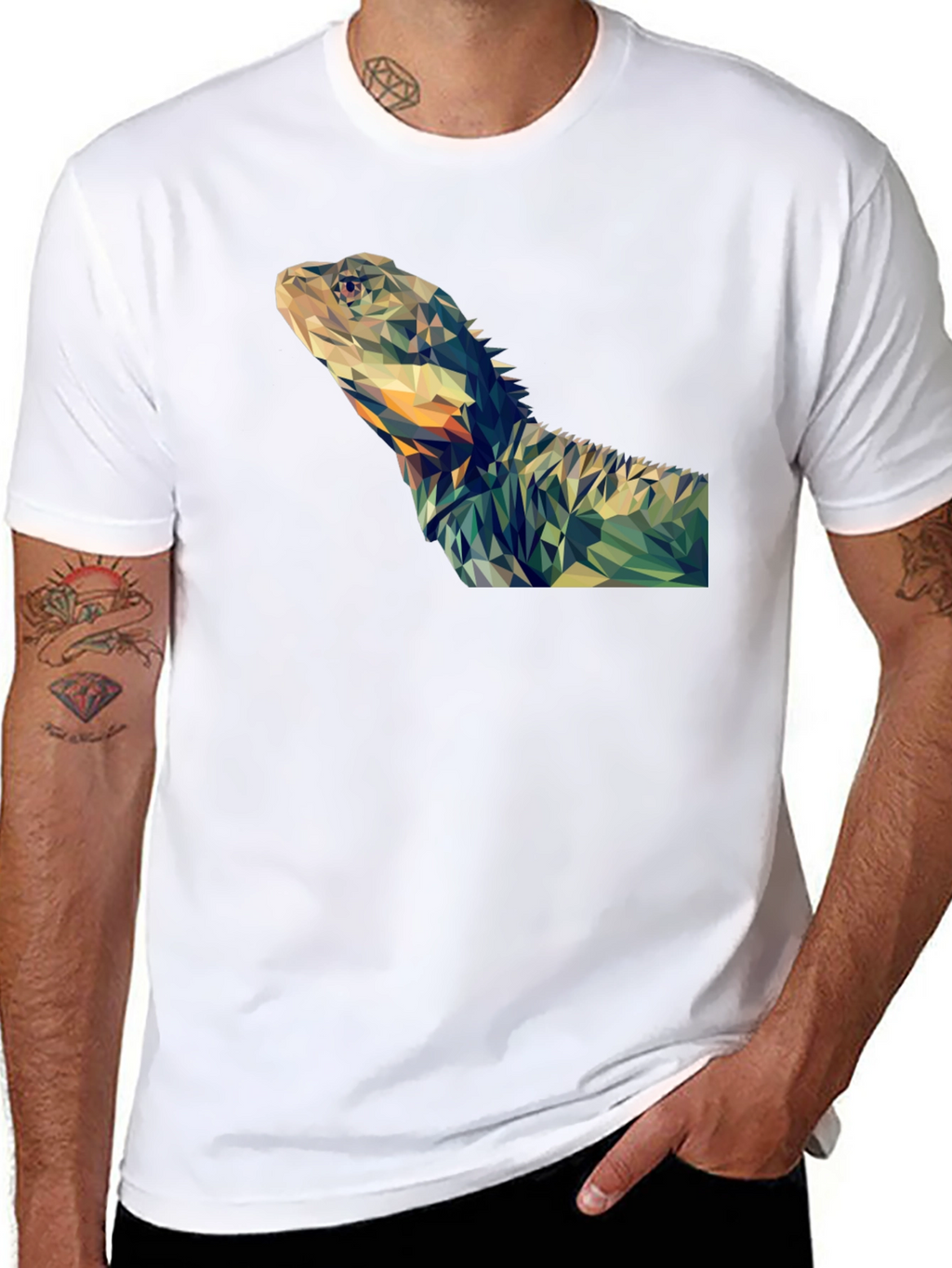 Geometric Lizard Graphic T-Shirt - Modern Poly Art Tee