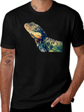 Geometric Lizard Graphic T-Shirt - Modern Poly Art Tee