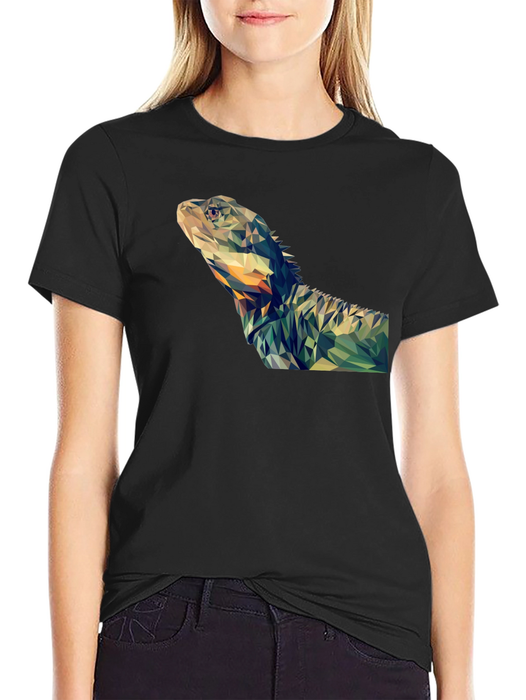 Geometric Lizard Graphic T-Shirt - Modern Poly Art Tee