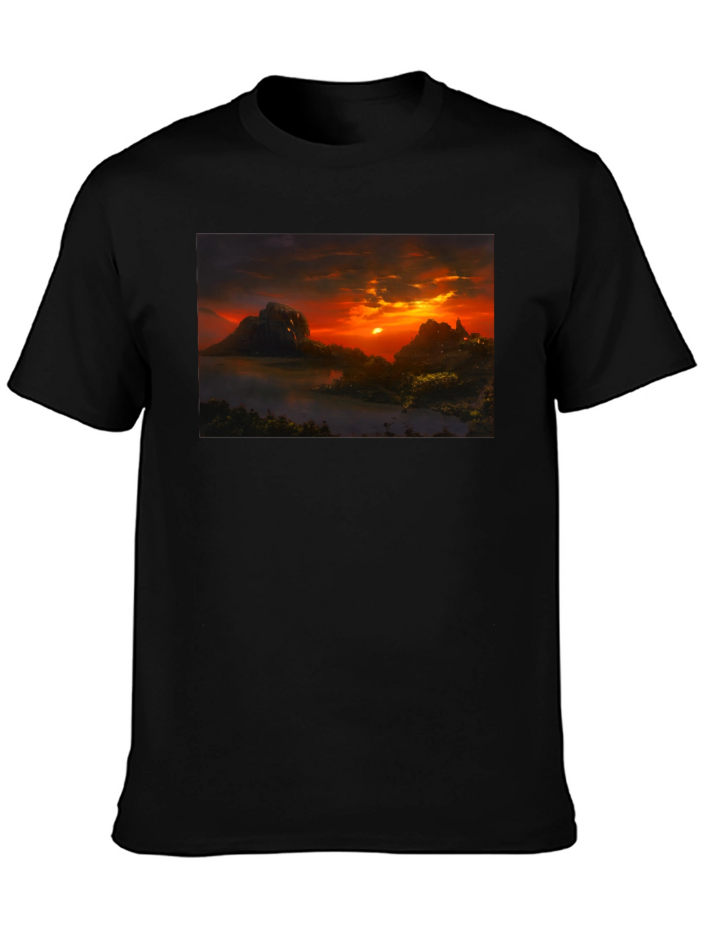 Sunset Landscape Graphic Tee - Black