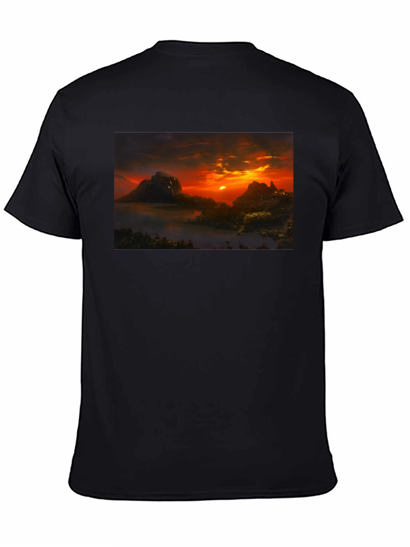 Sunset Landscape Graphic Tee - Black