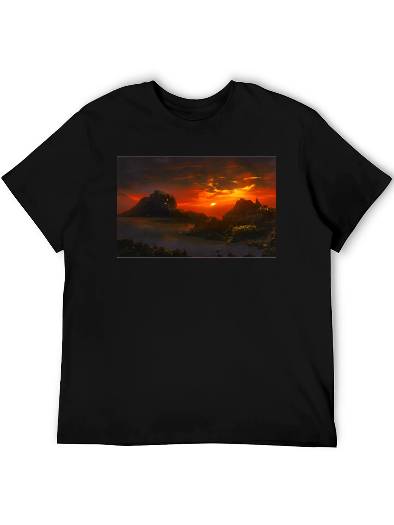 Sunset Landscape Graphic Tee - Black