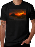 Sunset Landscape Graphic Tee - Black