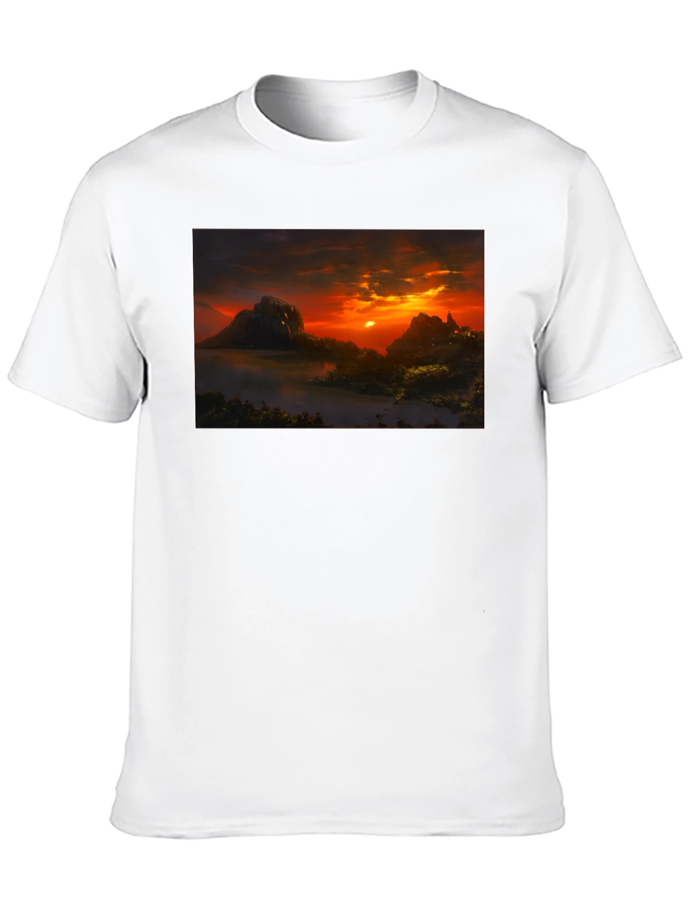 Sunset Landscape Graphic Tee - Black