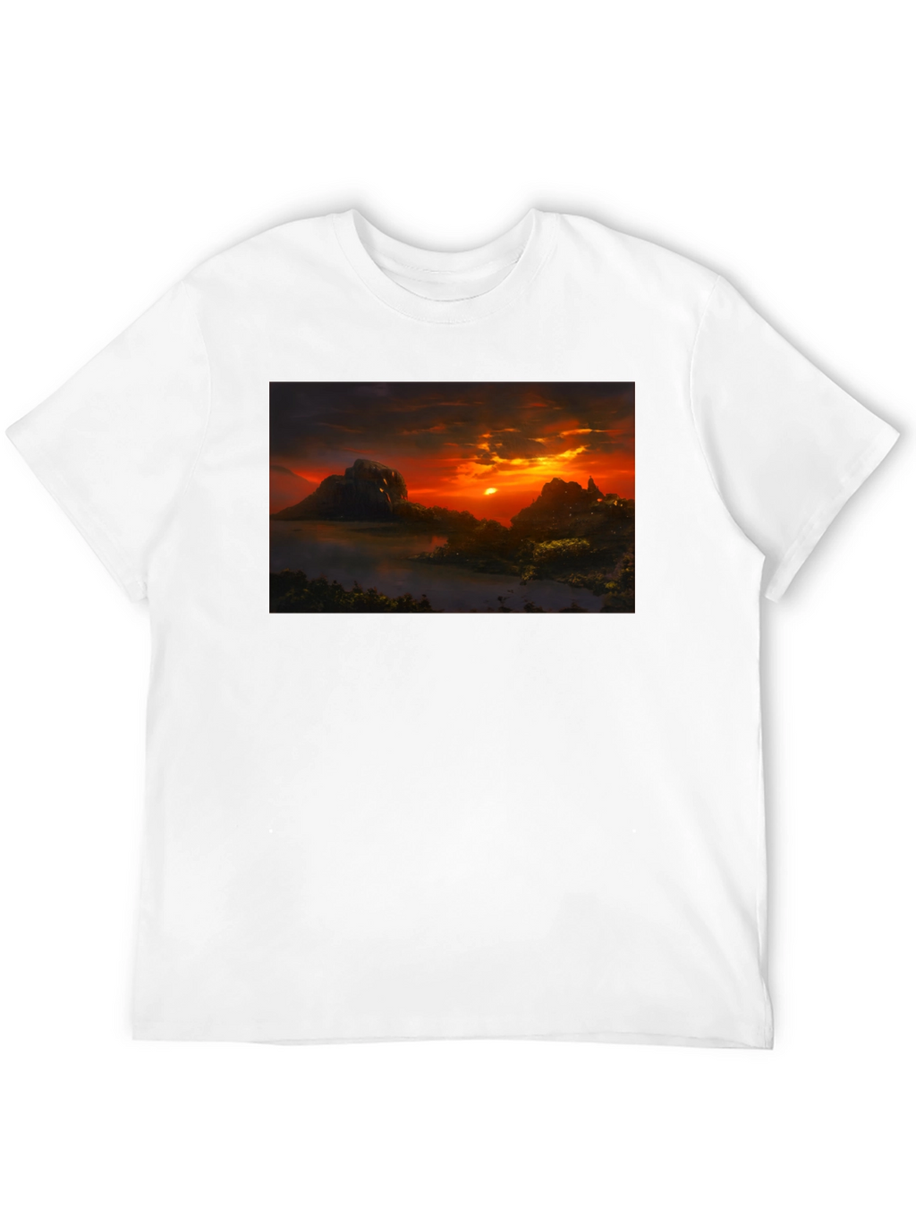 Sunset Landscape Graphic Tee - Black