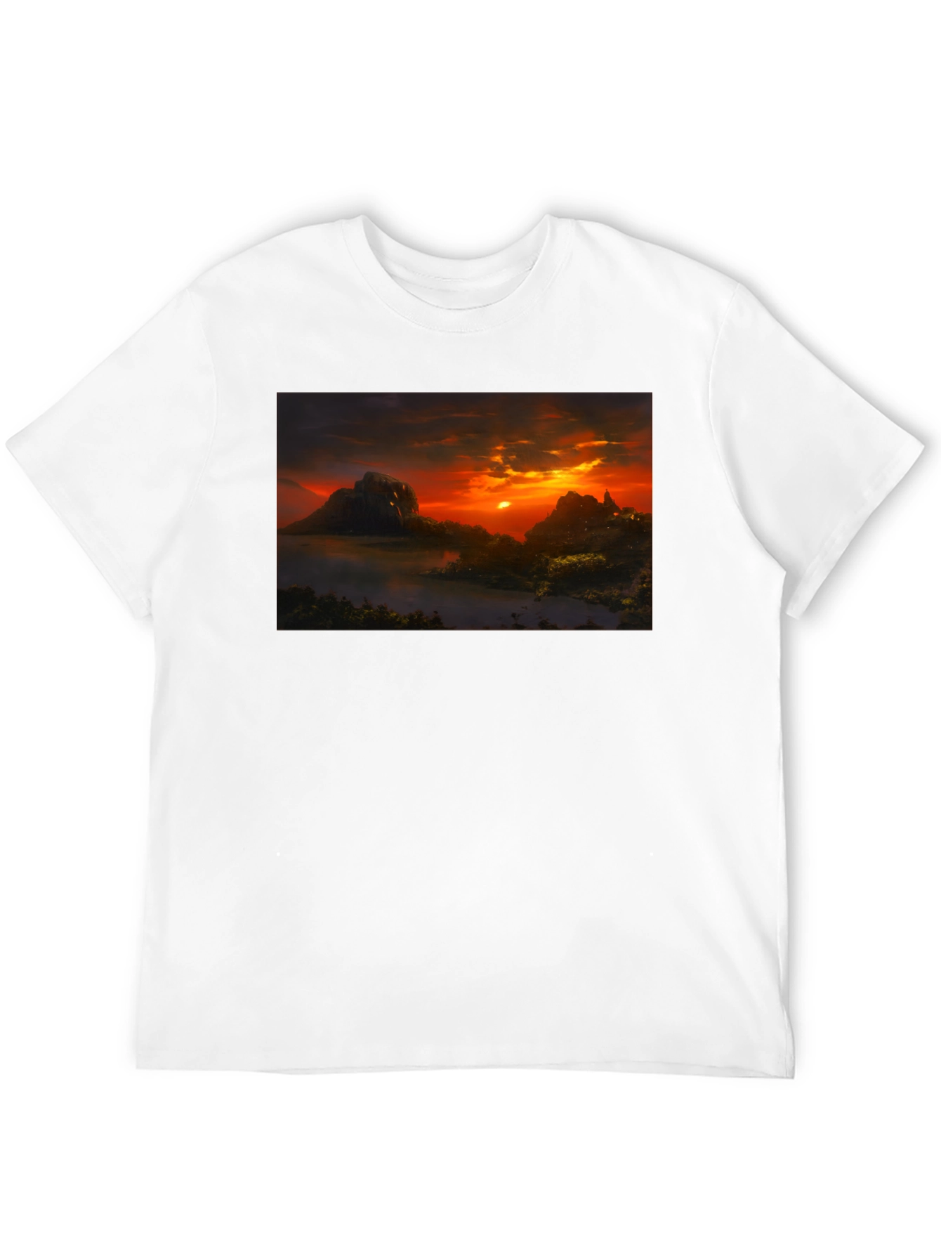 Sunset Landscape Graphic Tee - Black