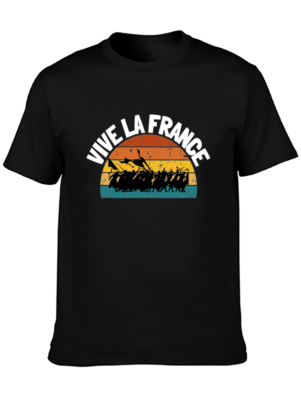 Vive La France Retro Graphic Tee - Black Cotton