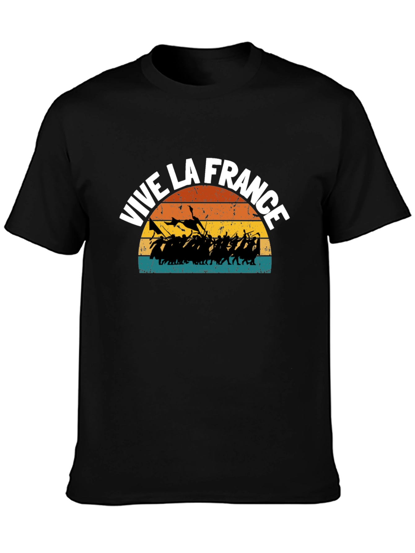 Vive La France Retro Graphic Tee - Black Cotton