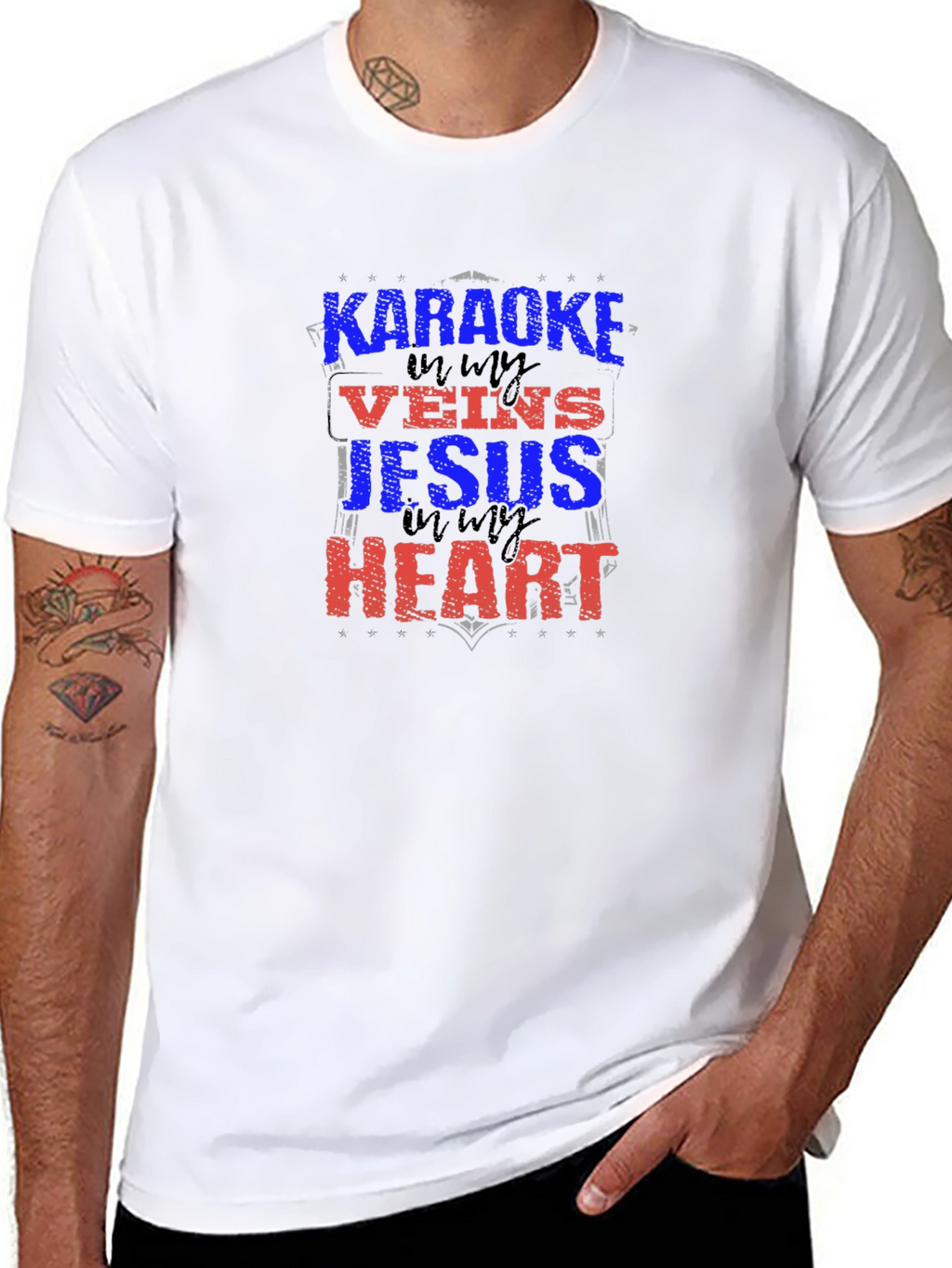 Karaoke Jesus Heart Graphic Tee