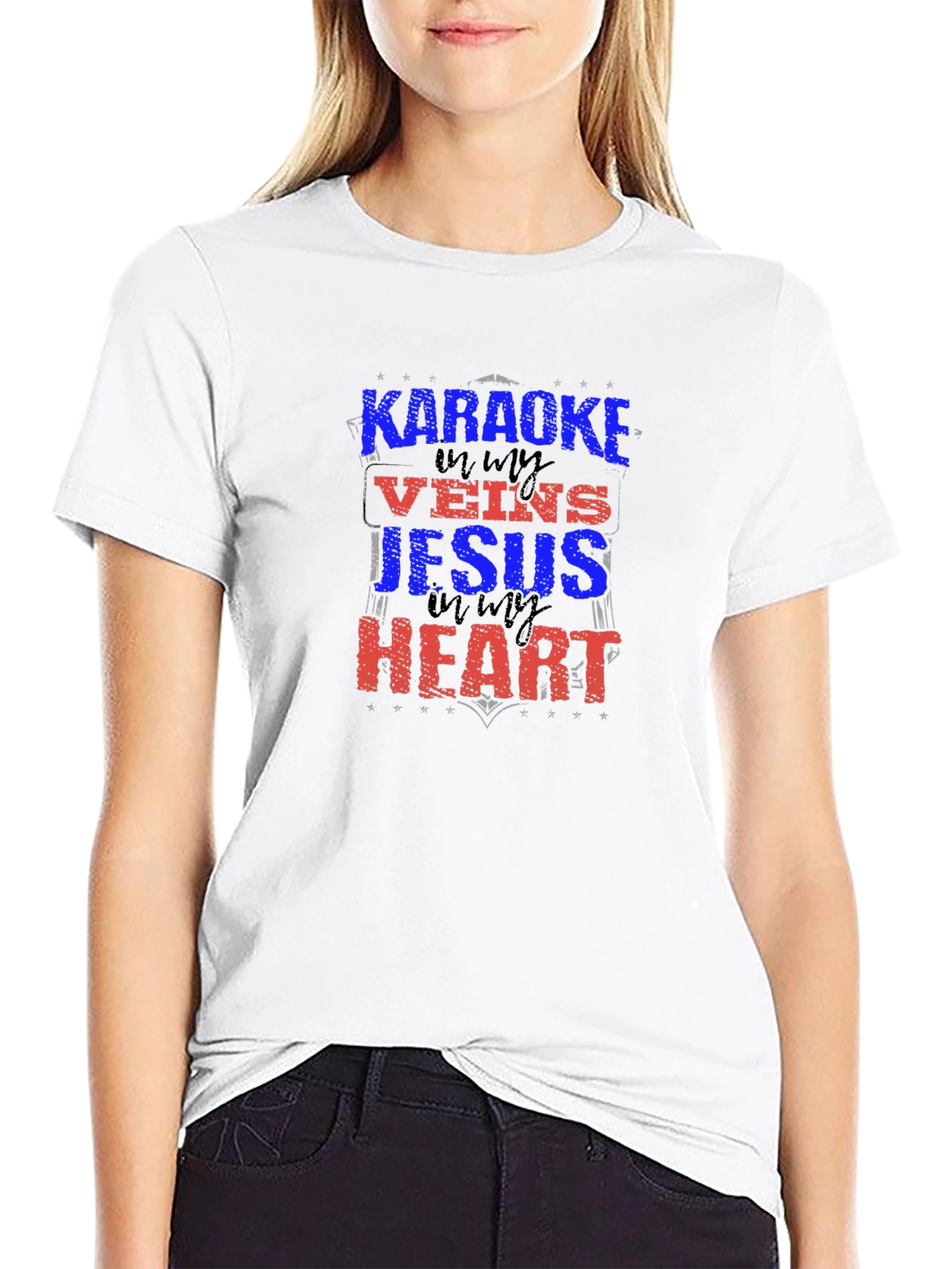 Karaoke Jesus Heart Graphic Tee
