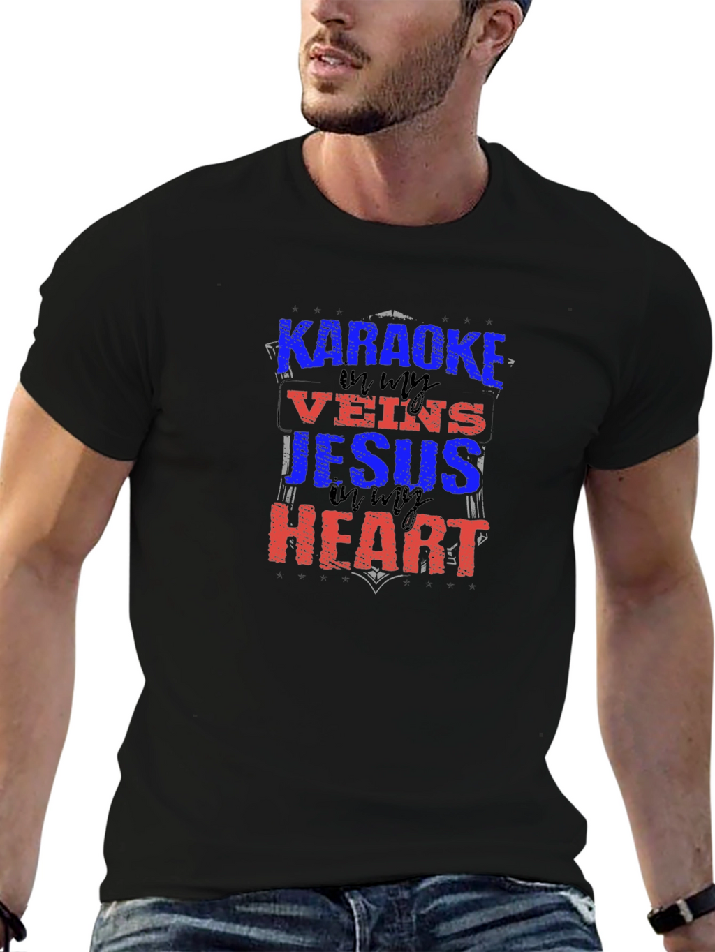 Karaoke Jesus Heart Graphic Tee
