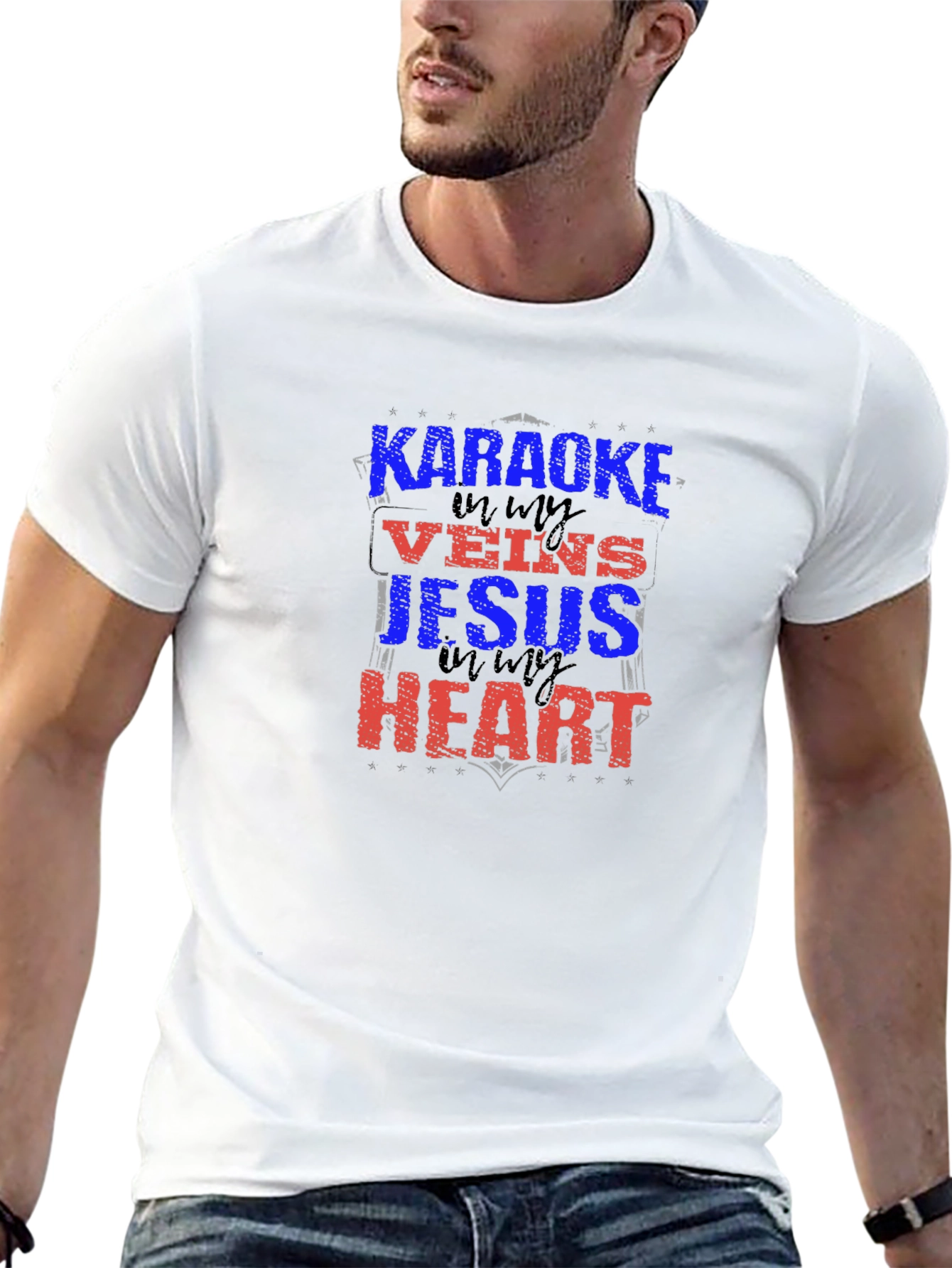 Karaoke Jesus Heart Graphic Tee