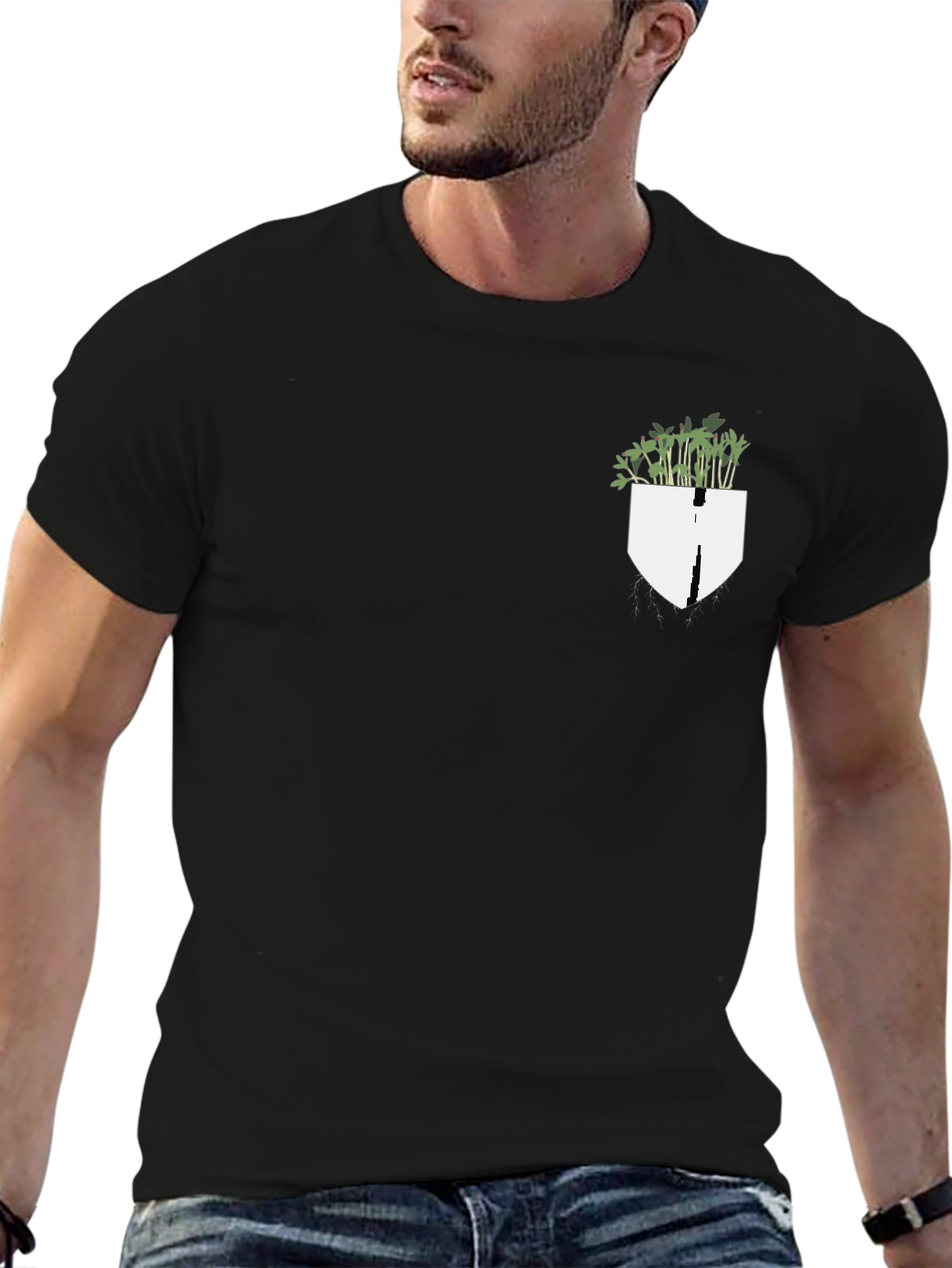 Plant Pocket Black Tee