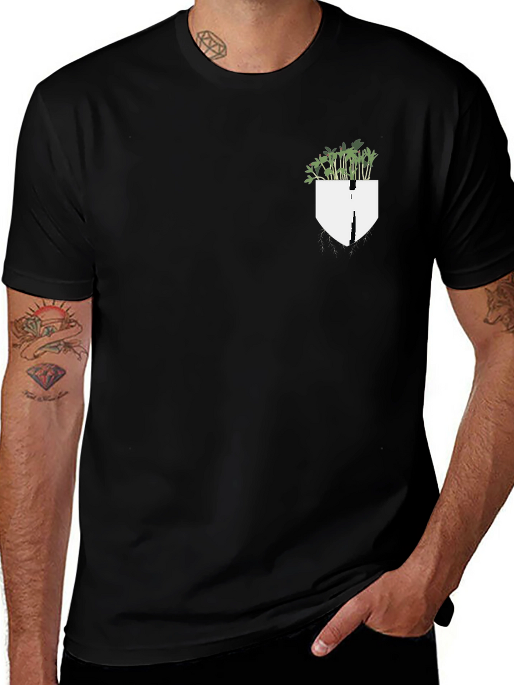 Plant Pocket Black Tee