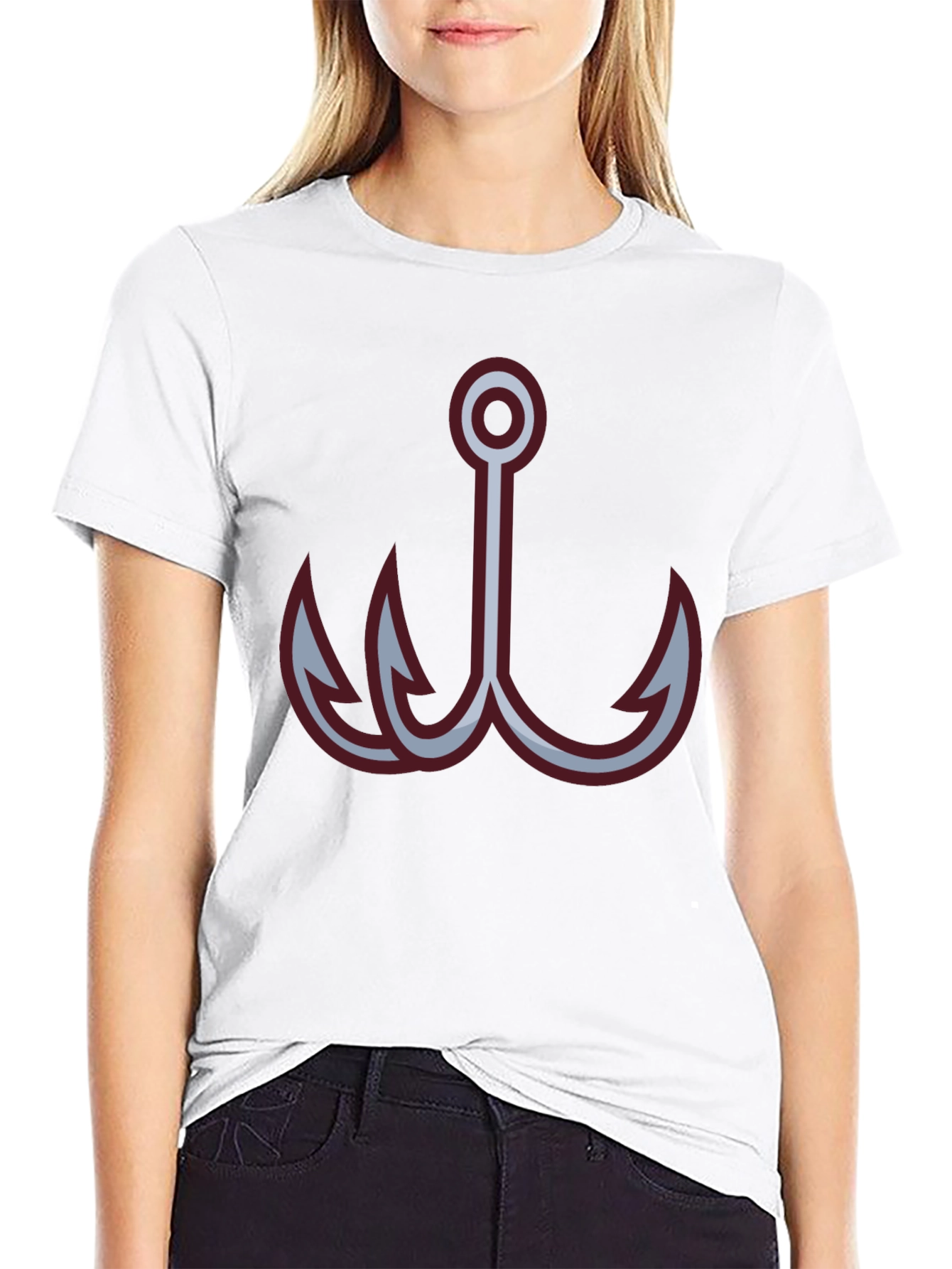 Black Fishing Hook Graphic Tee