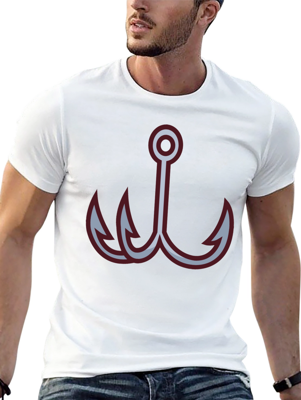 Black Fishing Hook Graphic Tee