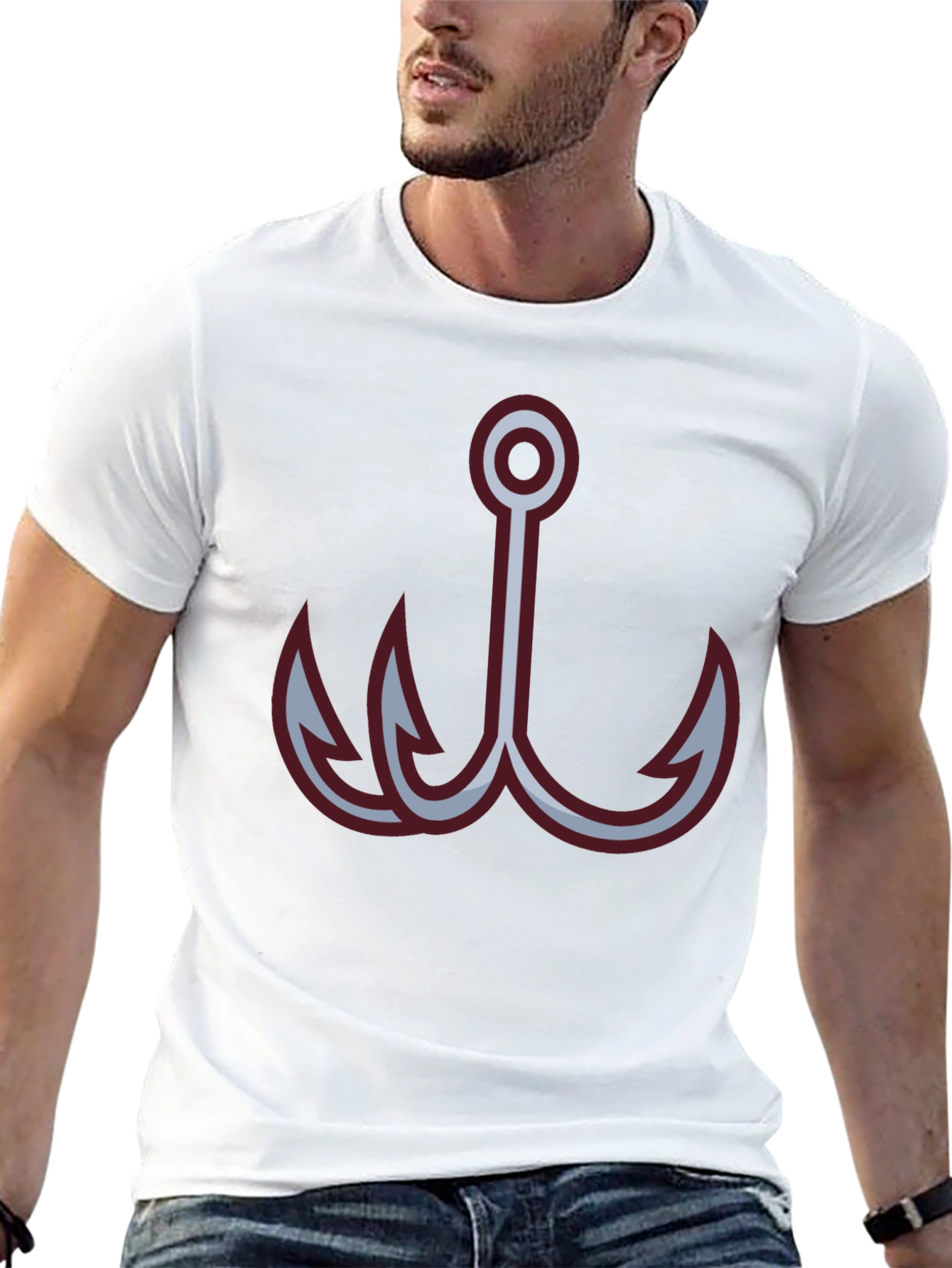Black Fishing Hook Graphic Tee