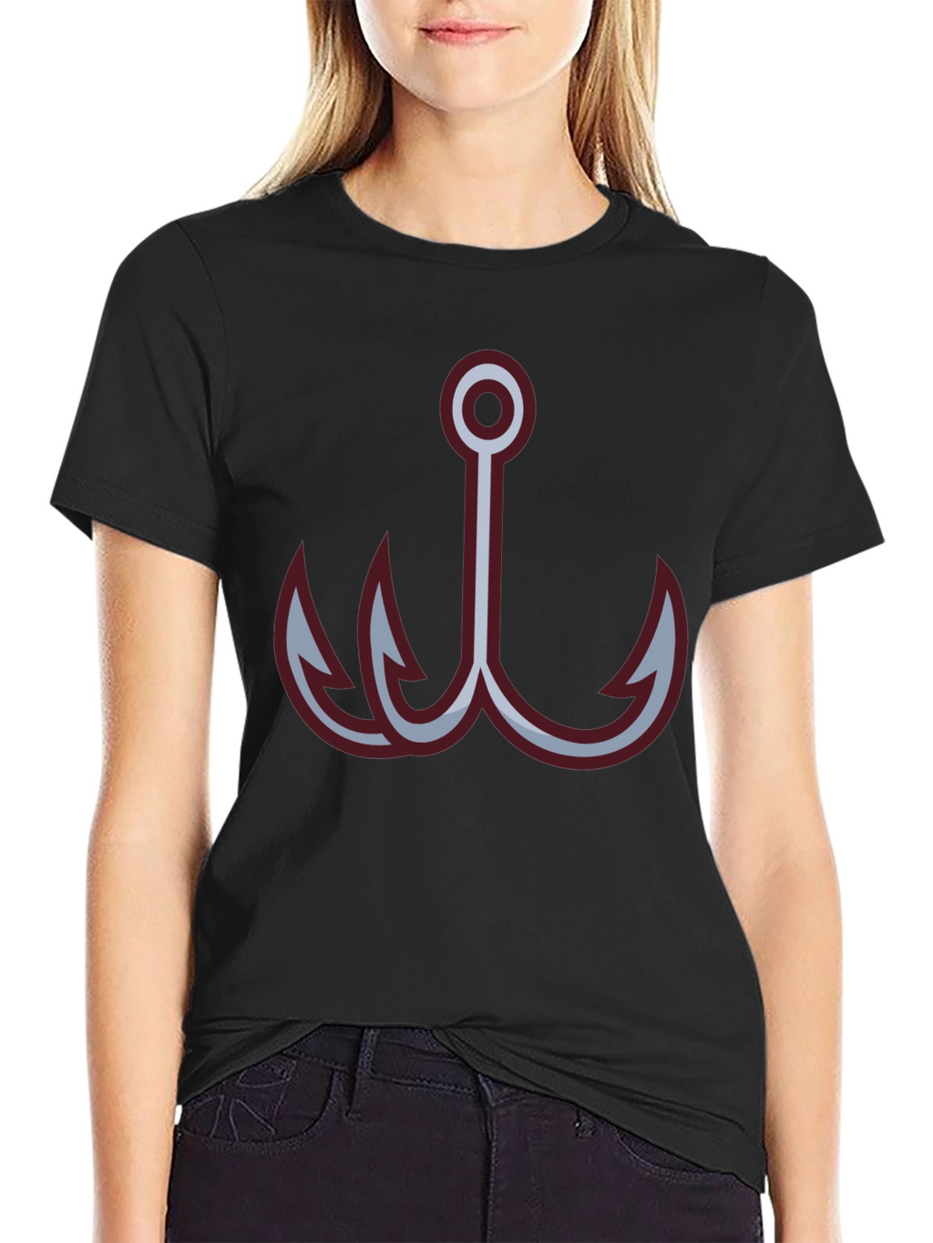 Black Fishing Hook Graphic Tee