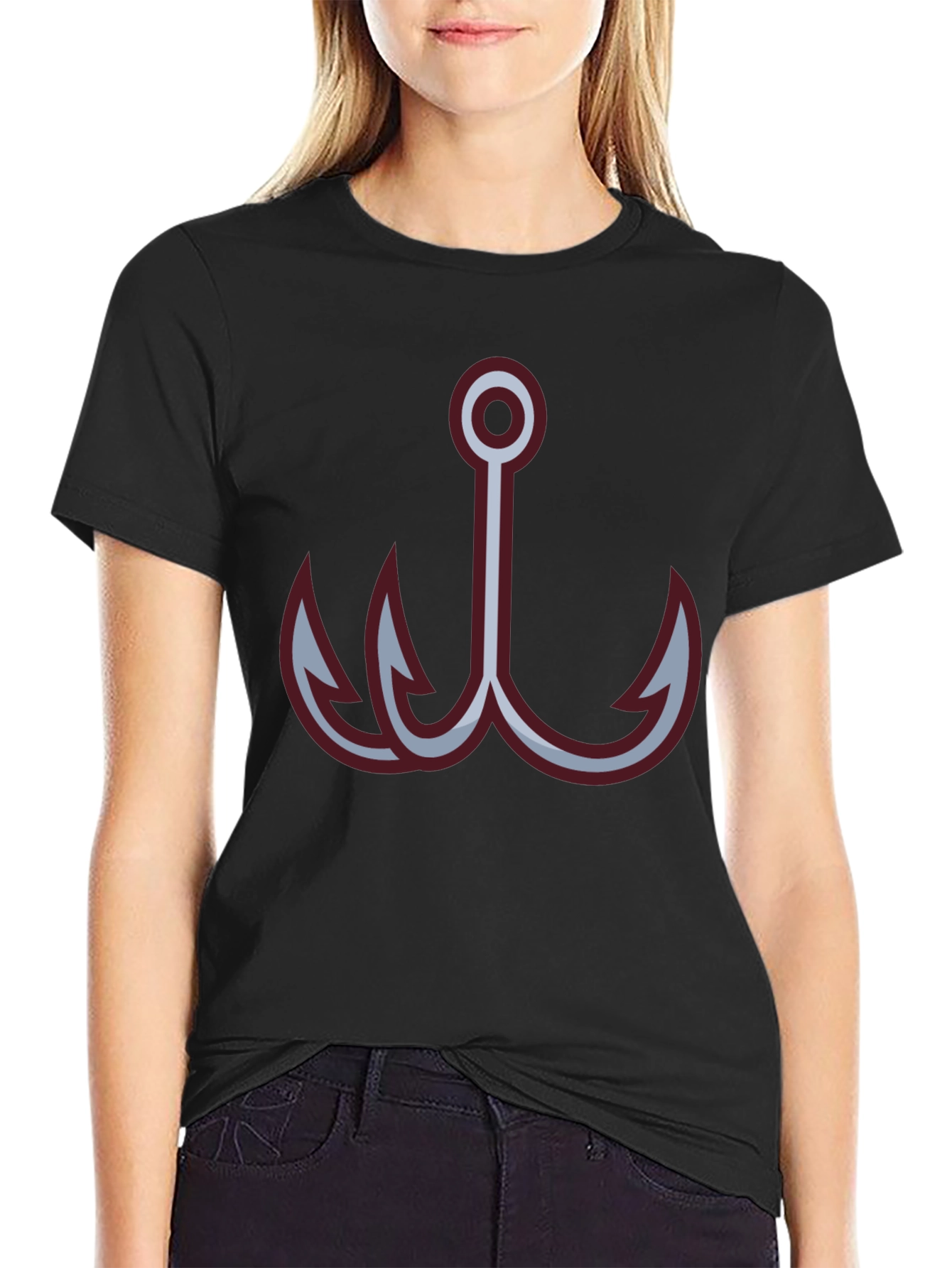 Black Fishing Hook Graphic Tee
