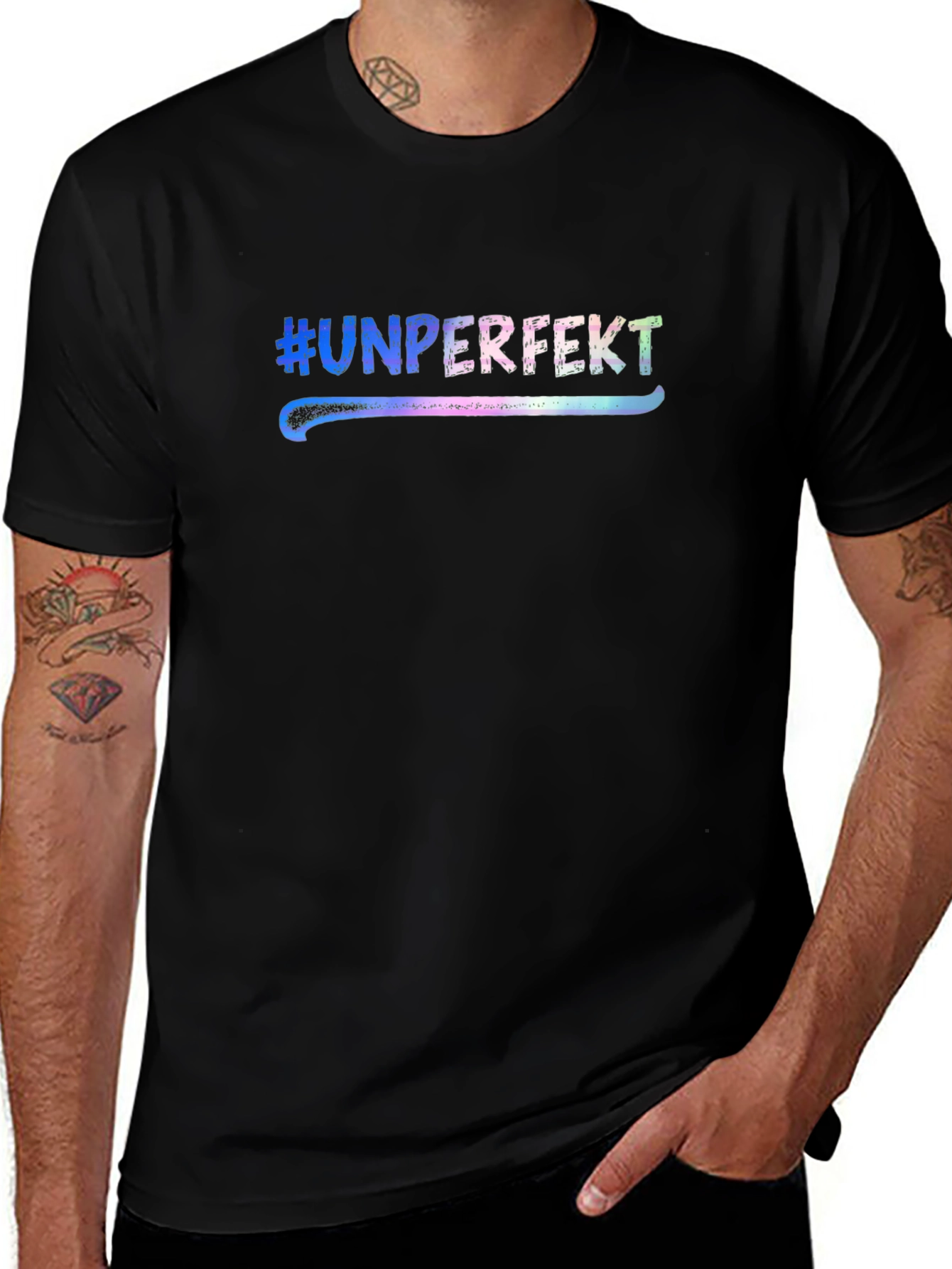 #Unperfekt Black Graphic T-Shirt - Unisex Casual Tee